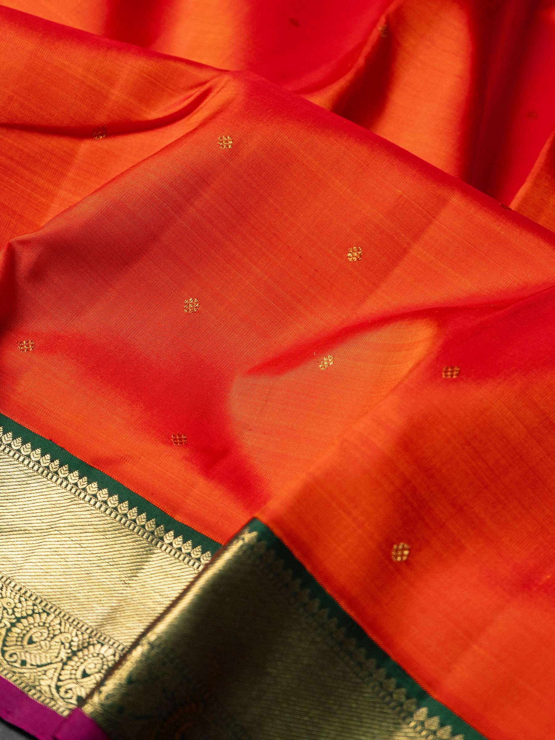 Rust with green Korvai Kanjipuram Saree CLSA7646