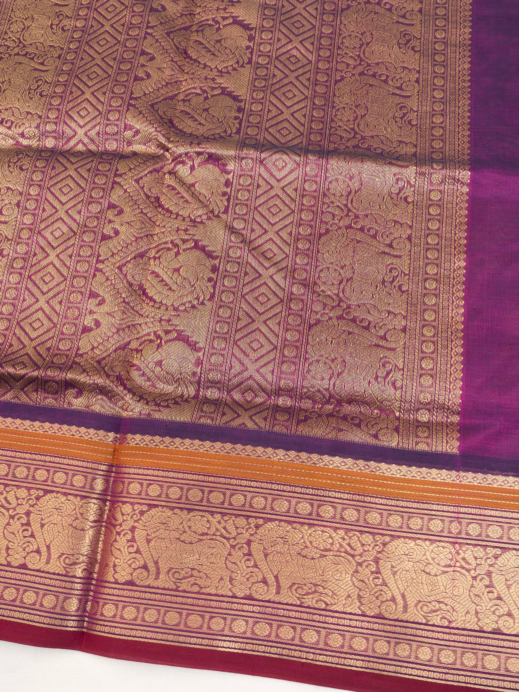 Purple kattam multi motifs / Silk Cotton Saree CLSA8563