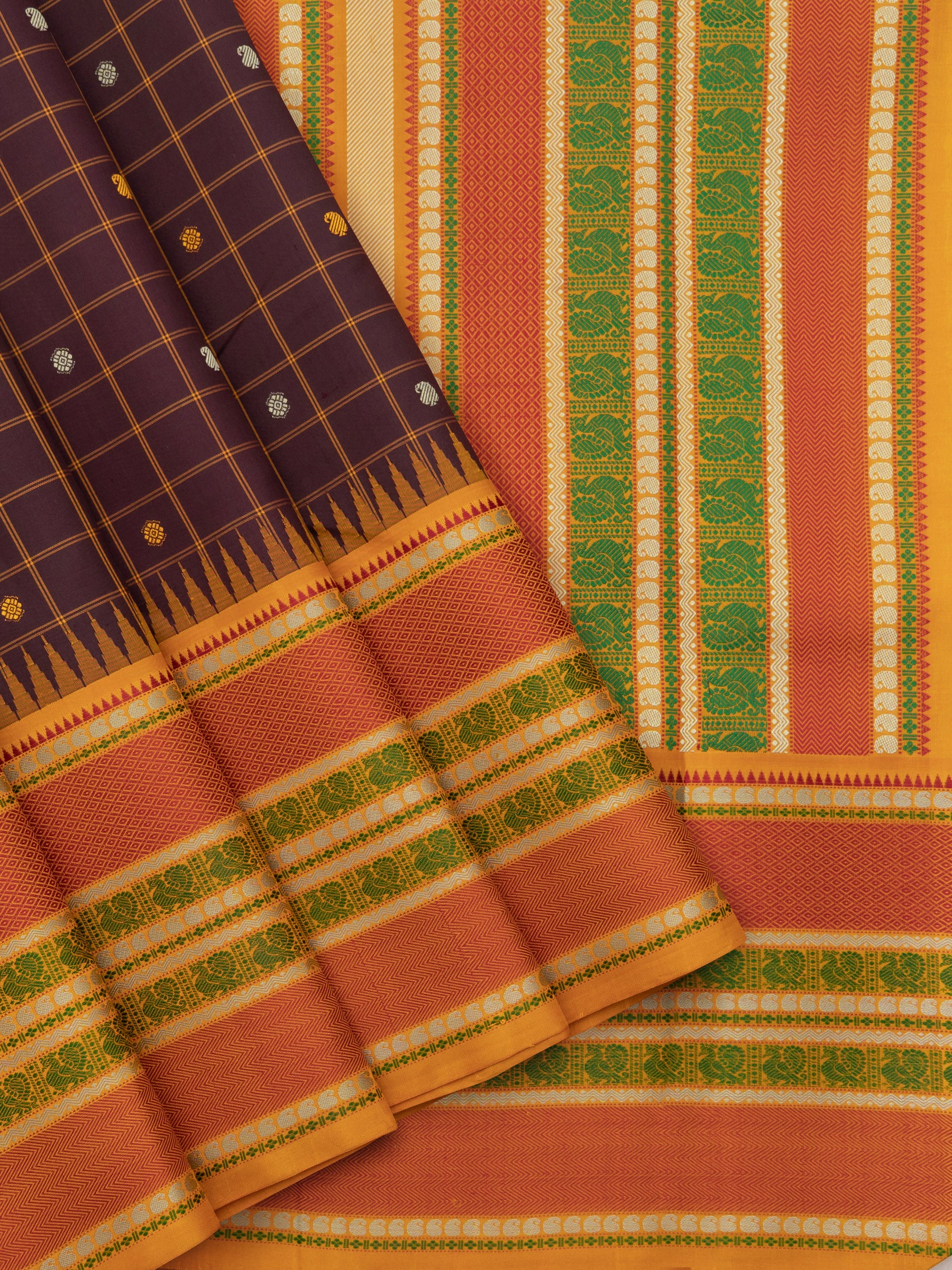 Brown kattam thread work / Arani Silk Saree CLSA8757