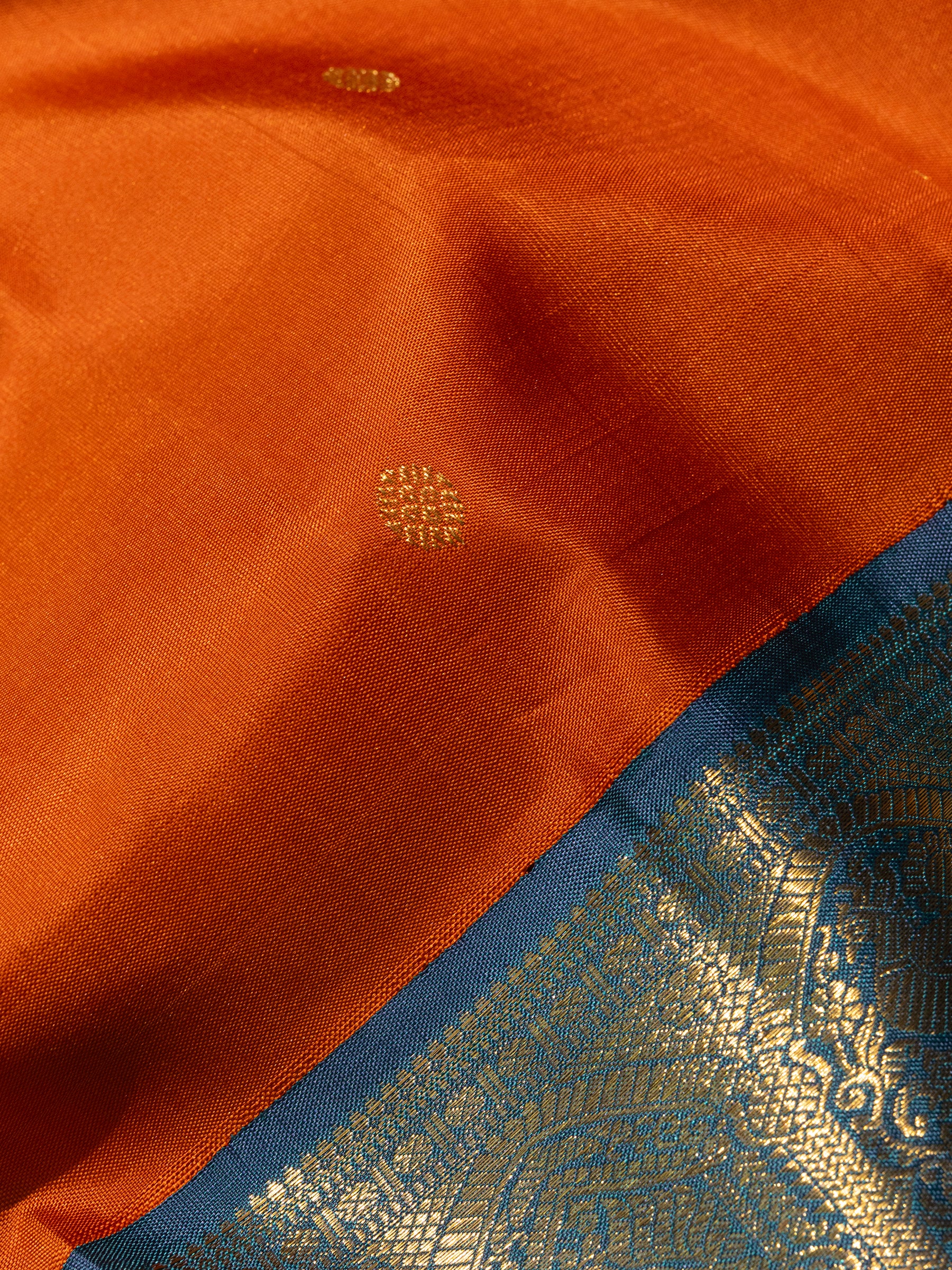 Rustic orange Korvai Kanjipuram Silk Saree CLSA8991