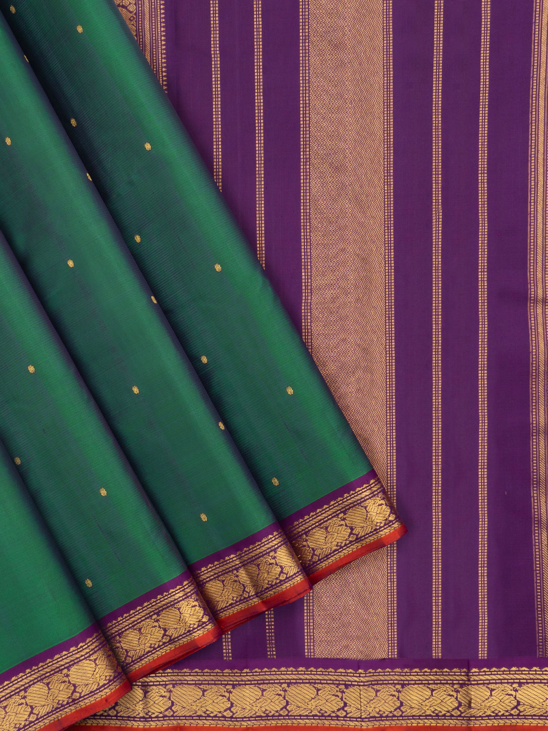 Green and purple annam pet small border/ Arani Silk Saree CLSA9034