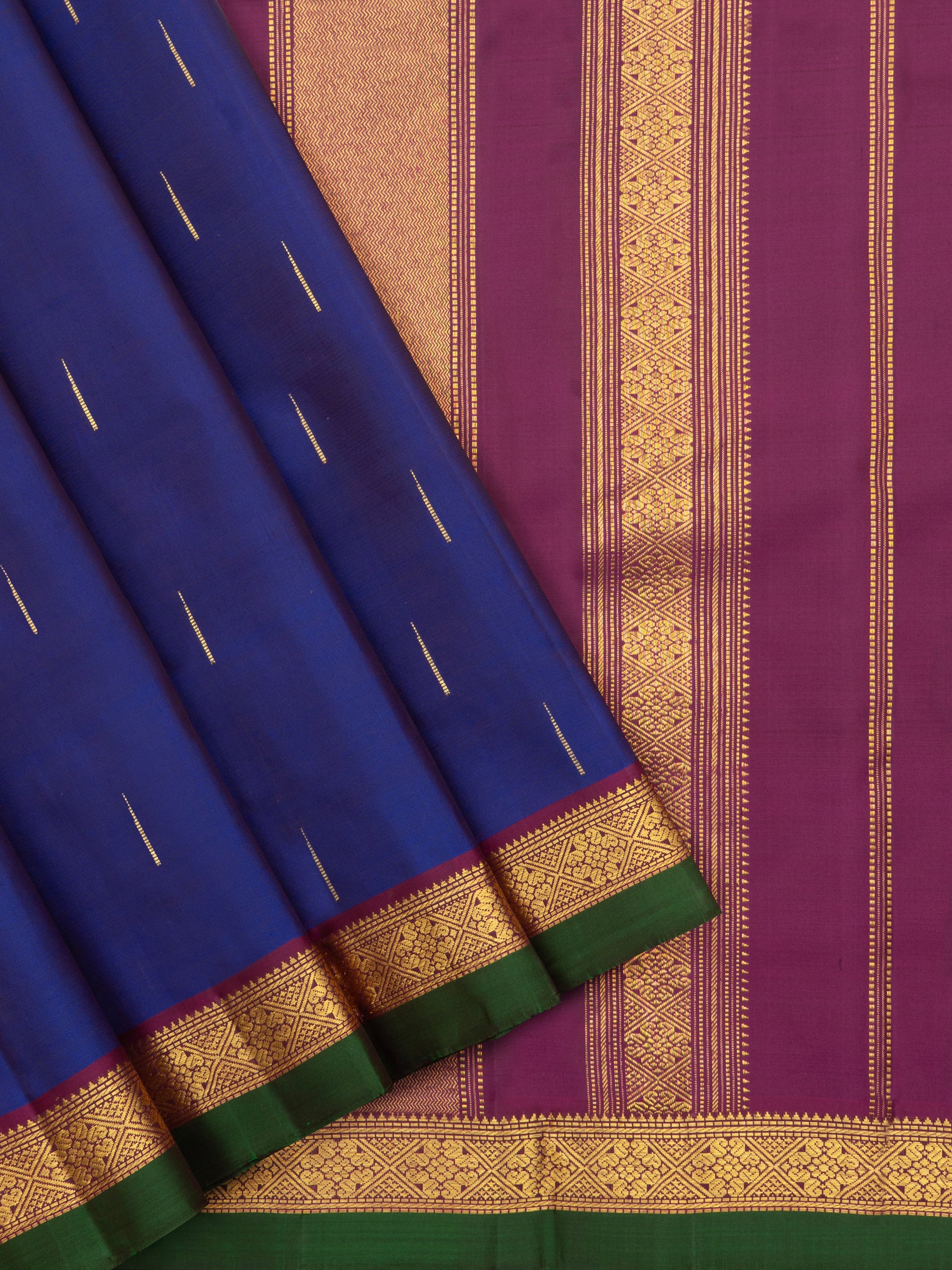 Royal blue and magenta kaal erangina border/ Arani Silk Saree CLSA9035