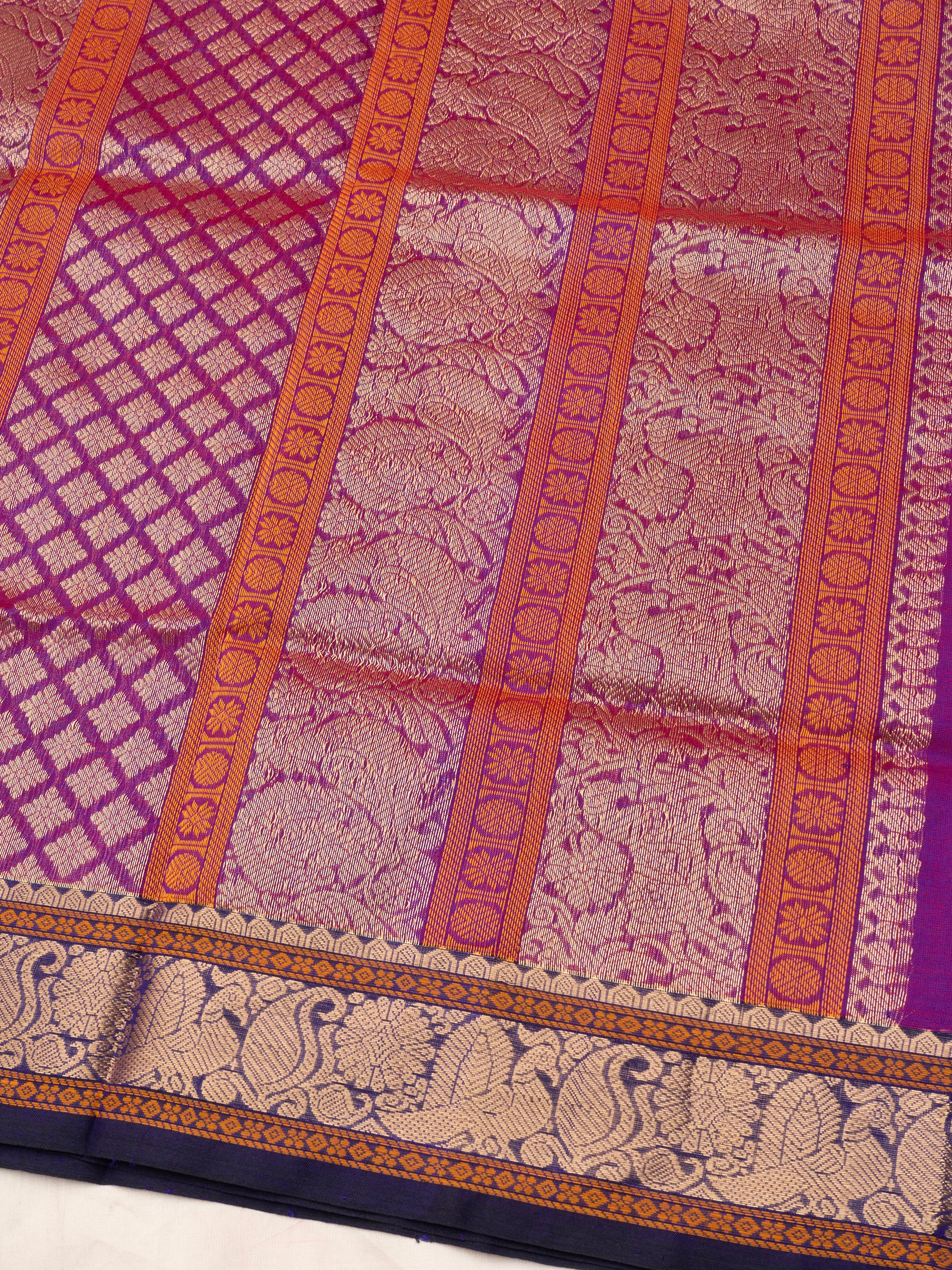 Vadamalli shot orange stripes with butta / Silk Cotton CLSA9540