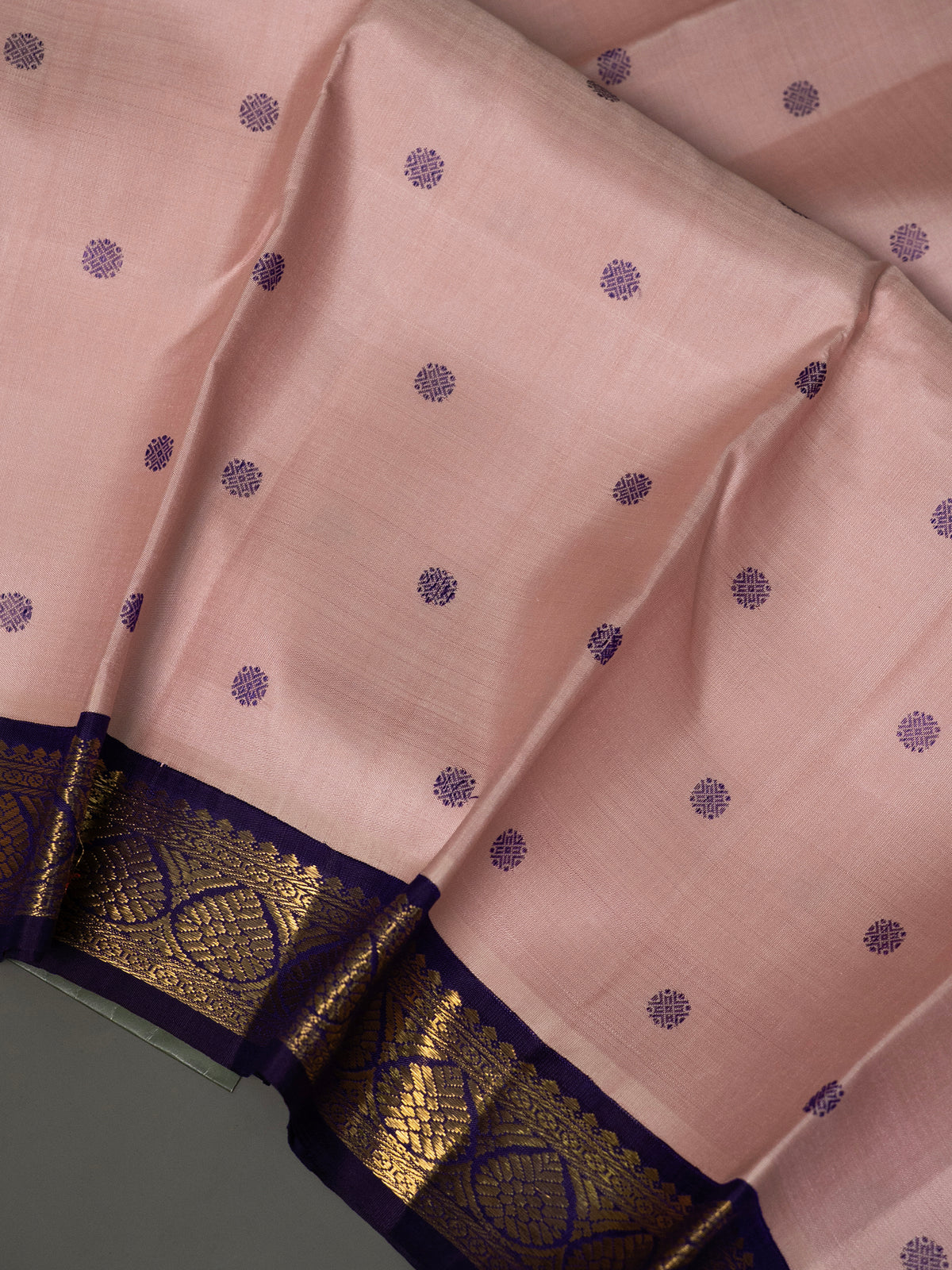 Pastel pink Kai Korvai Kanjipuram Silk Saree CLSA9632