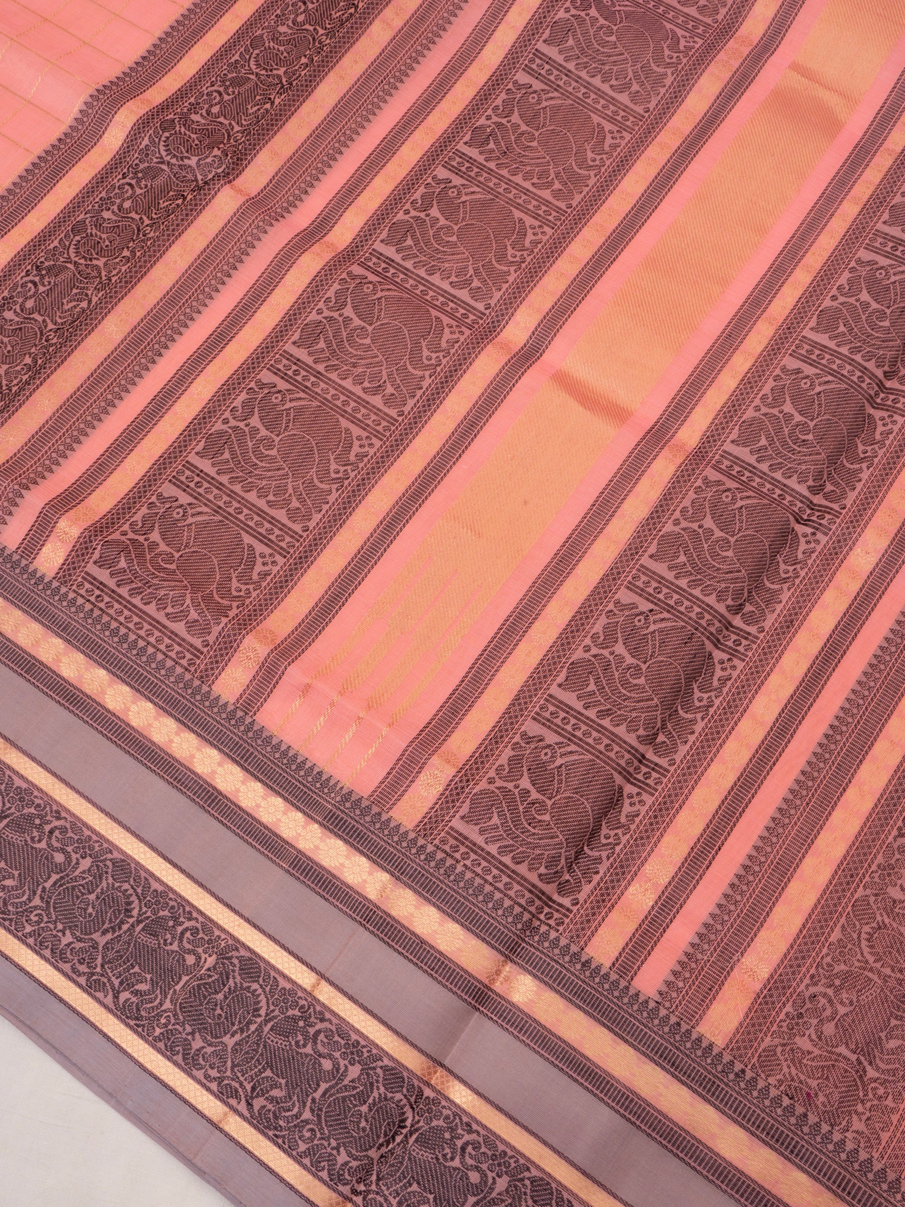 Peach kattam / Silk Cotton Saree CLSA9691