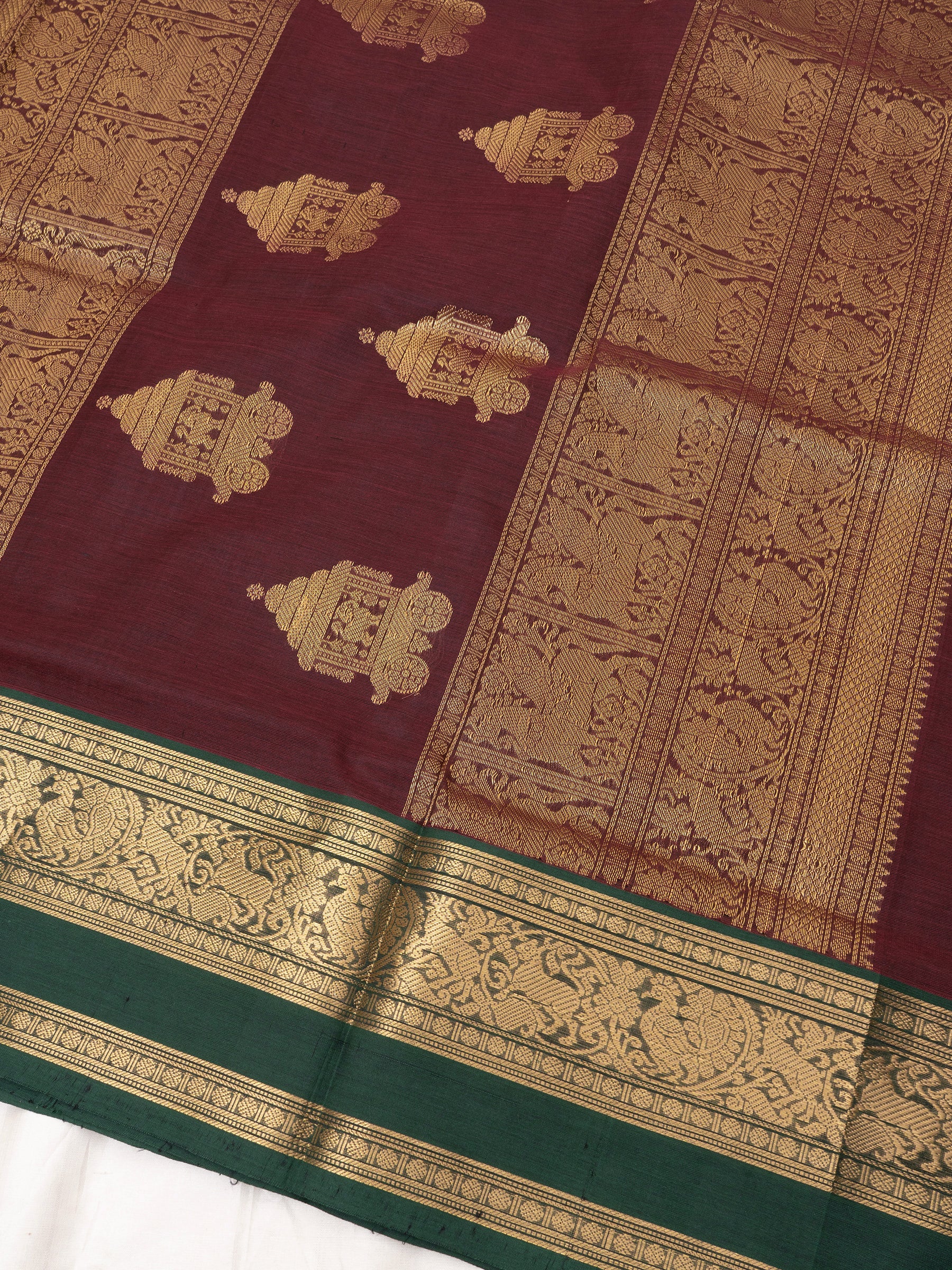 Deep merroj theer pallu / Silk Cotton Saree CLSA9698