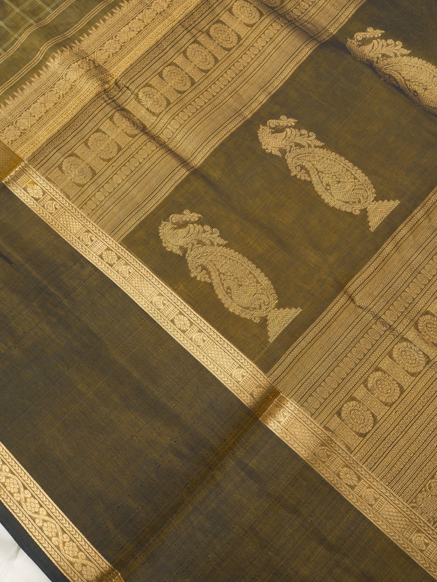 Green kattam - Unique pallu / Silk Cotton Saree CLSA9749