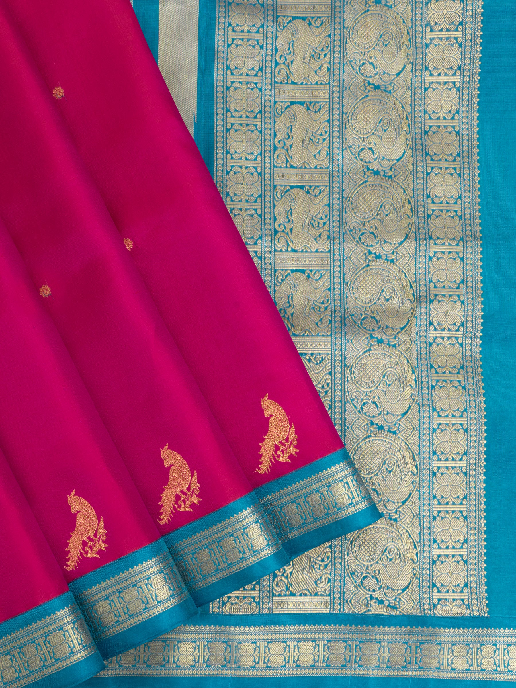 Panner roja pink and turquoise blue bettu butta/ Special Edition Silk CLSA9834