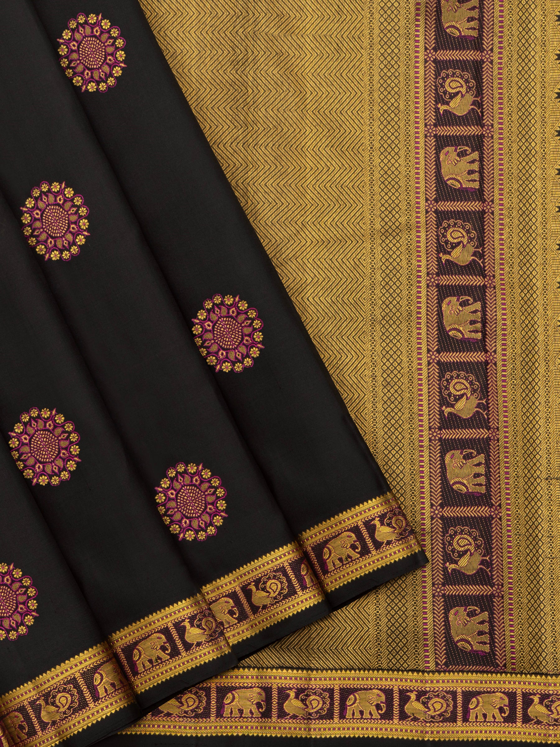 Black meenakari body butta / Arani Silk Saree CLSA9011