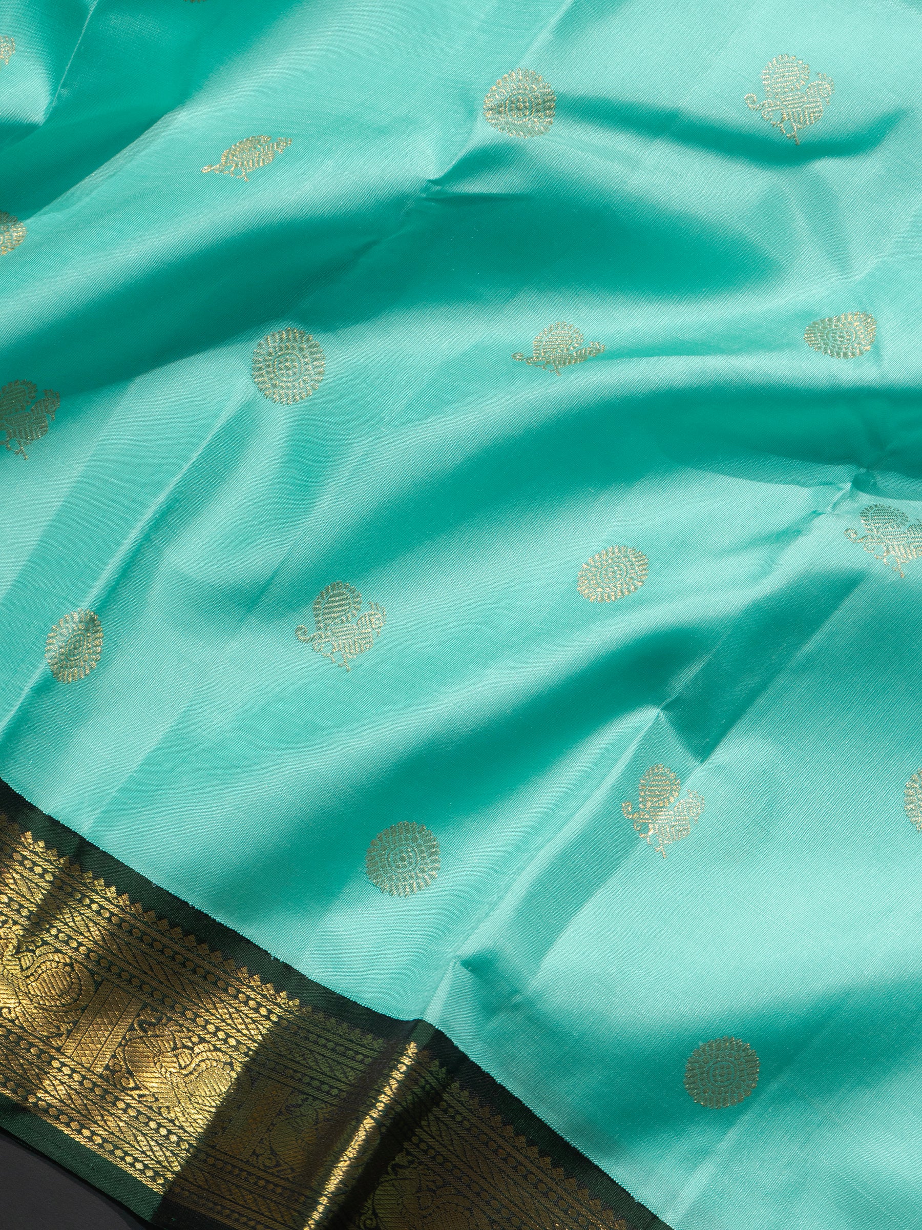 Aqua blue green Korvai / Kanjivaram Saree CLSA