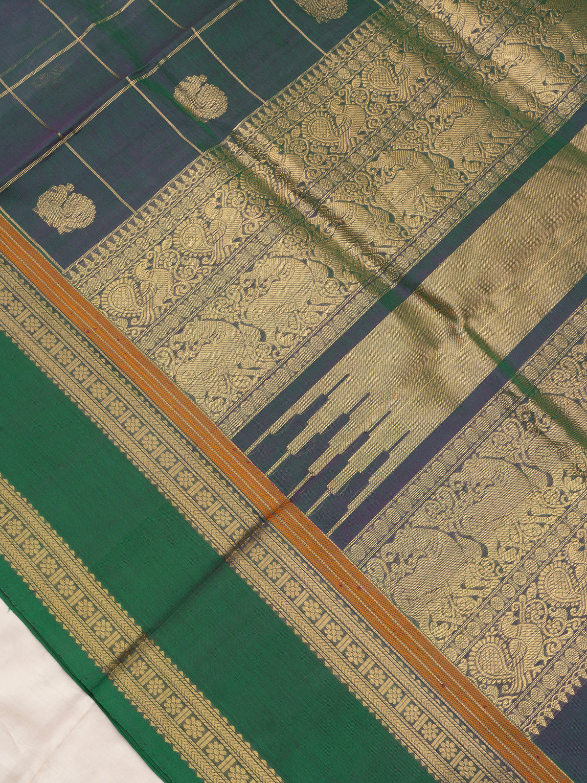 Blue shot green multi butta kattam/ Silk Cotton Saree CLSA6833