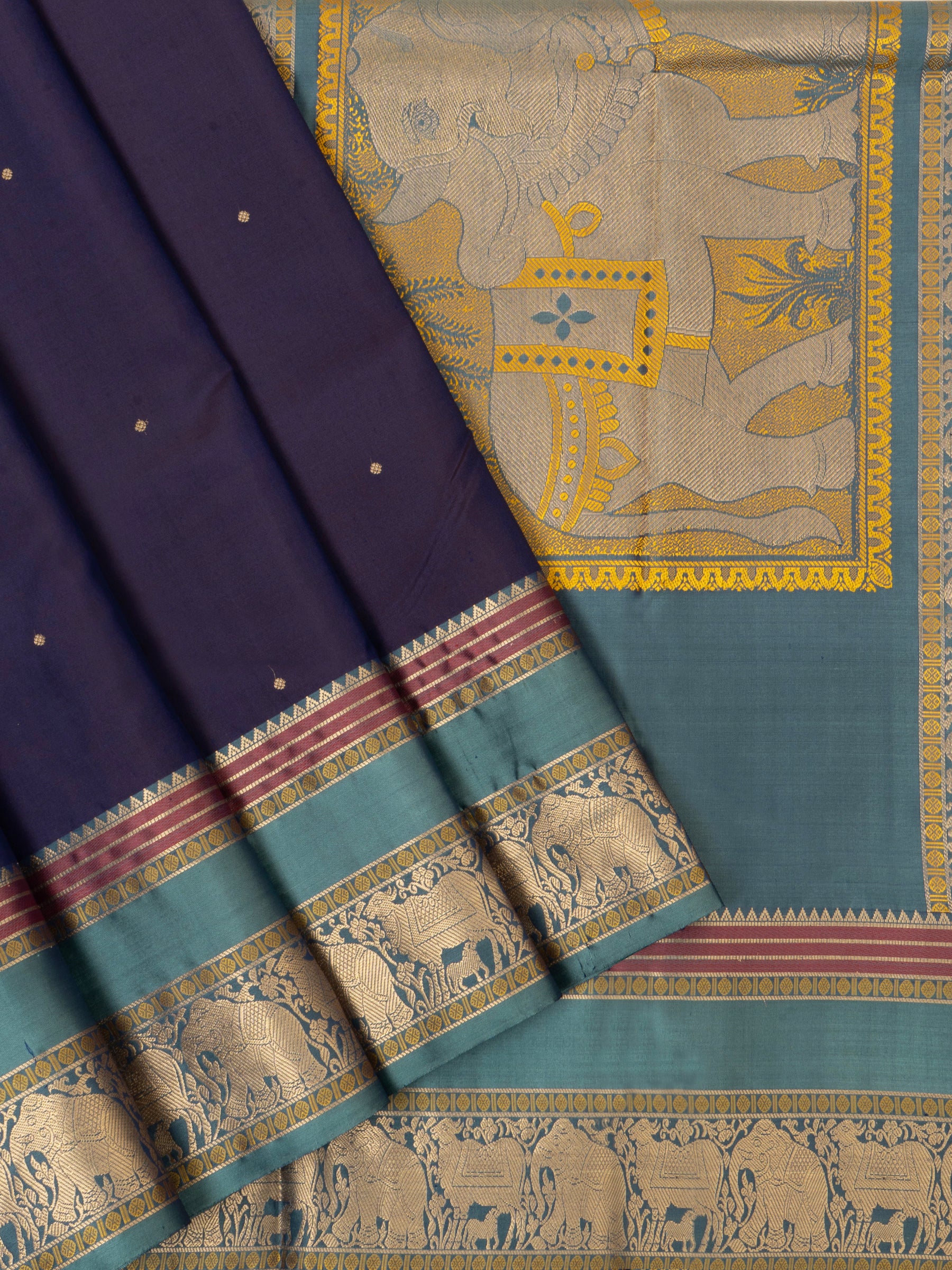Deep blue and rama blue unique pallu / special edition kanjipuram silk CLSA6949