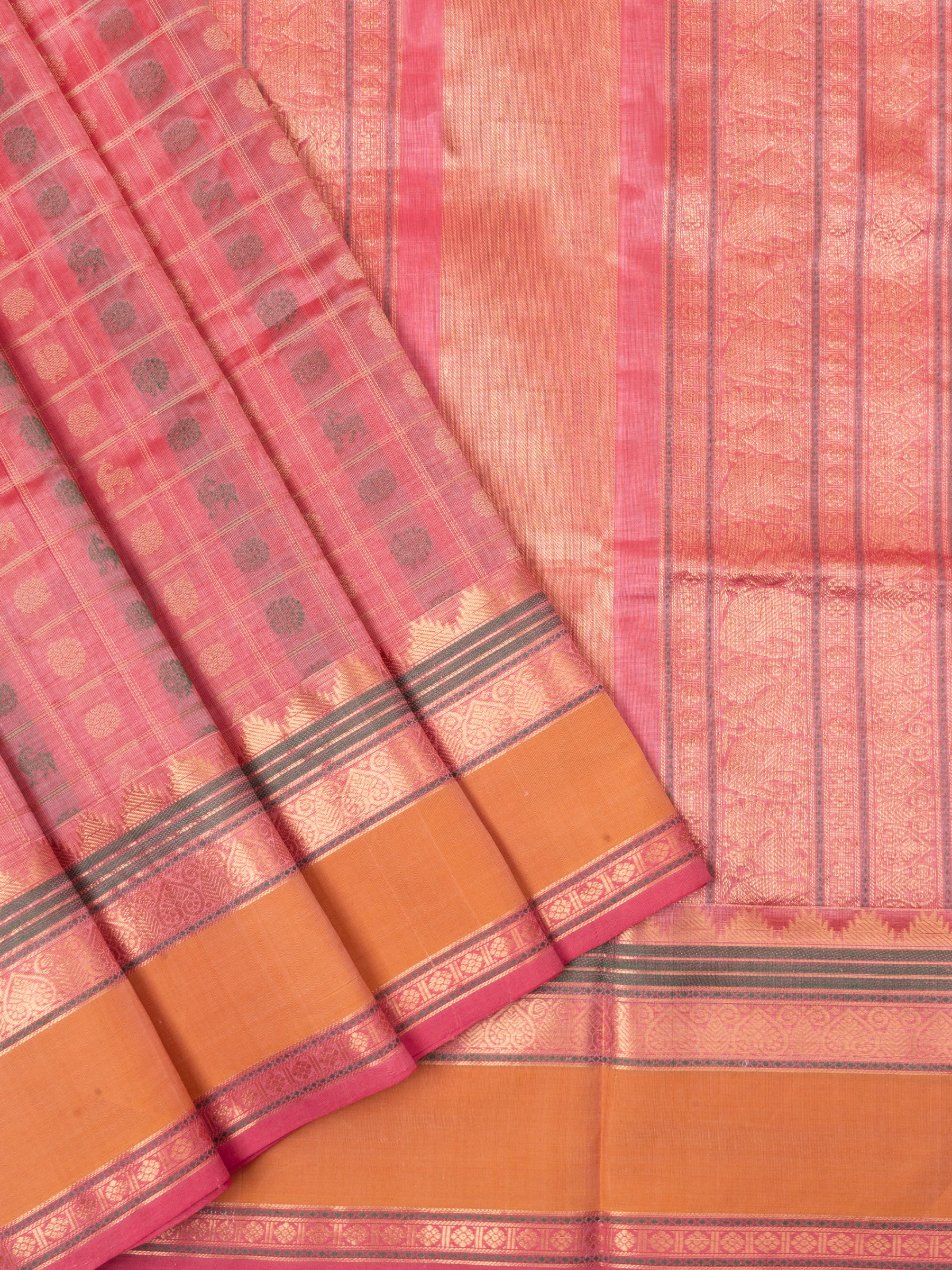 Peach kattam / Silk Cotton