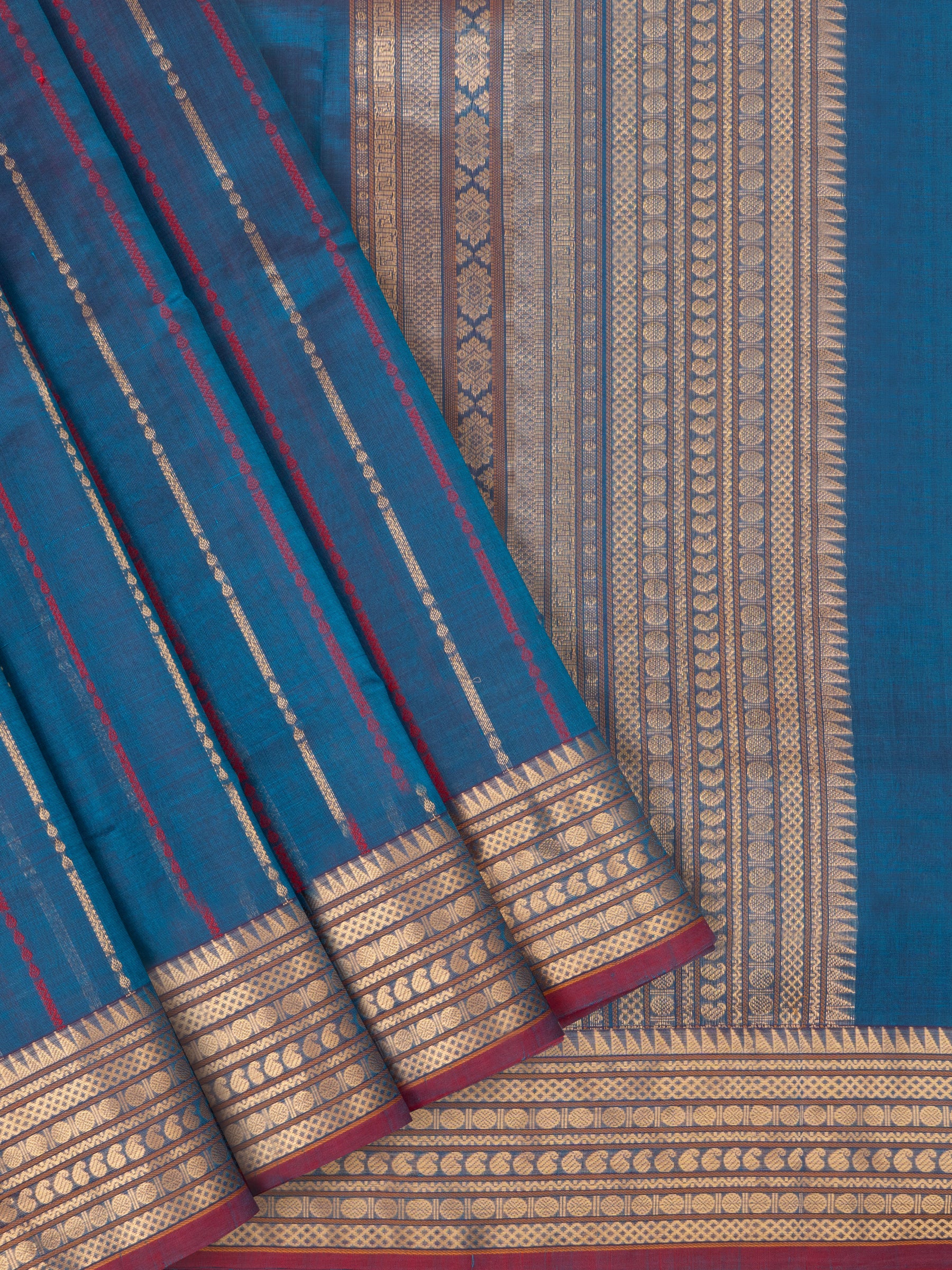 Mayilkazhuthu stripes veldhari / Silk Cotton Saree CLSA4686