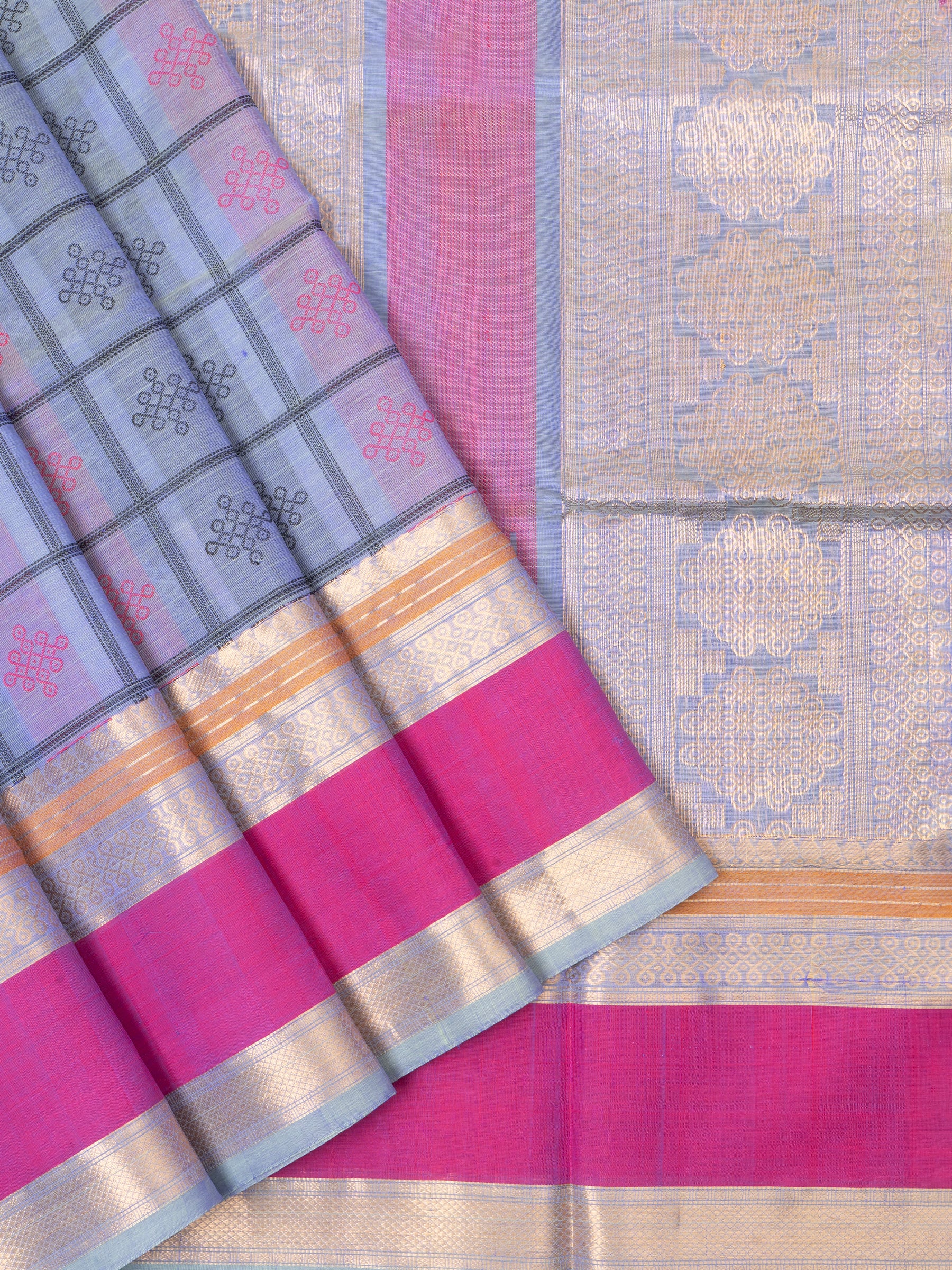 Pastel lavender kattam kolam butta/ Silk Cotton