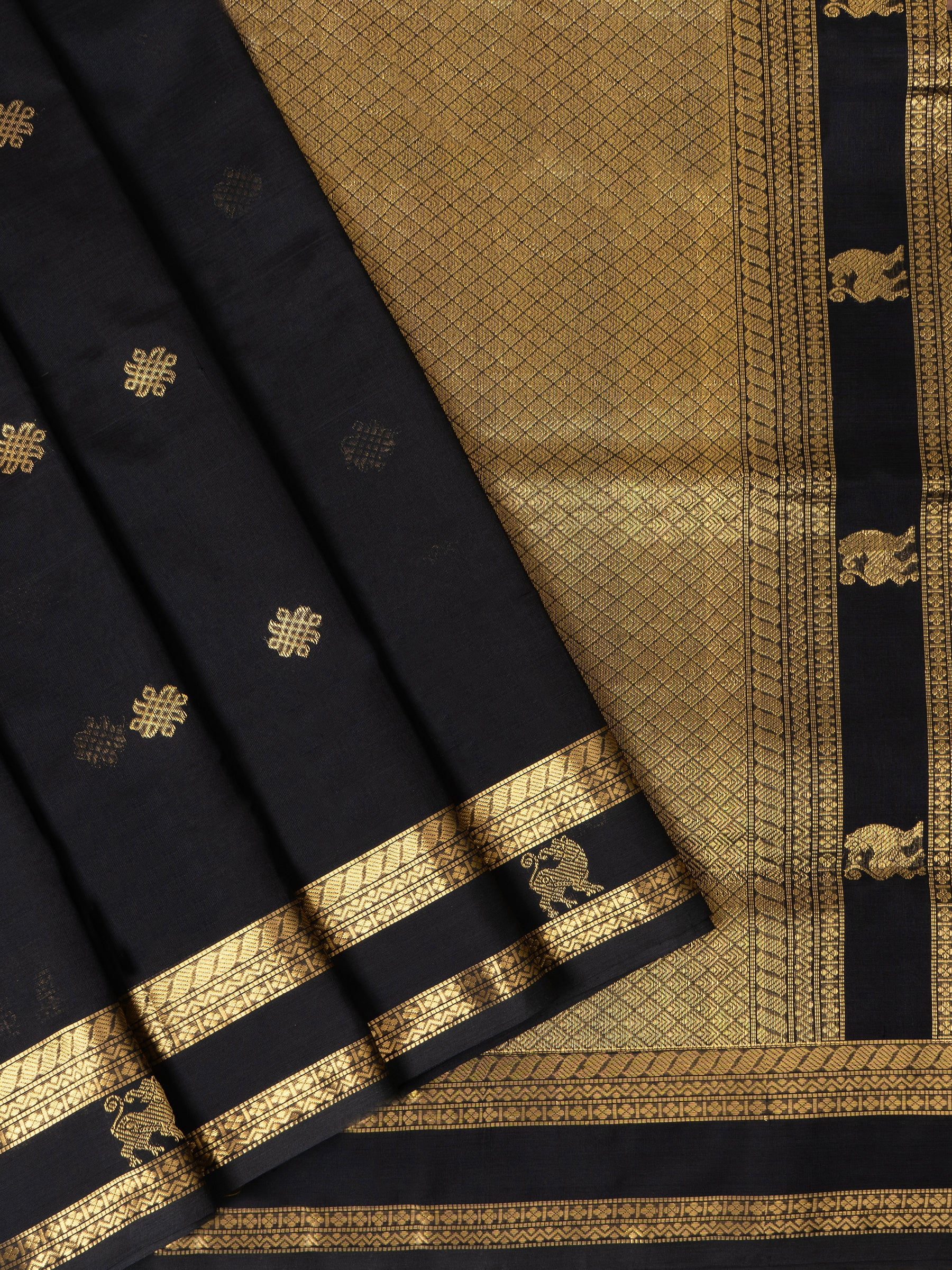 Black kolam butta / Silk Cotton Saree CLSA6382