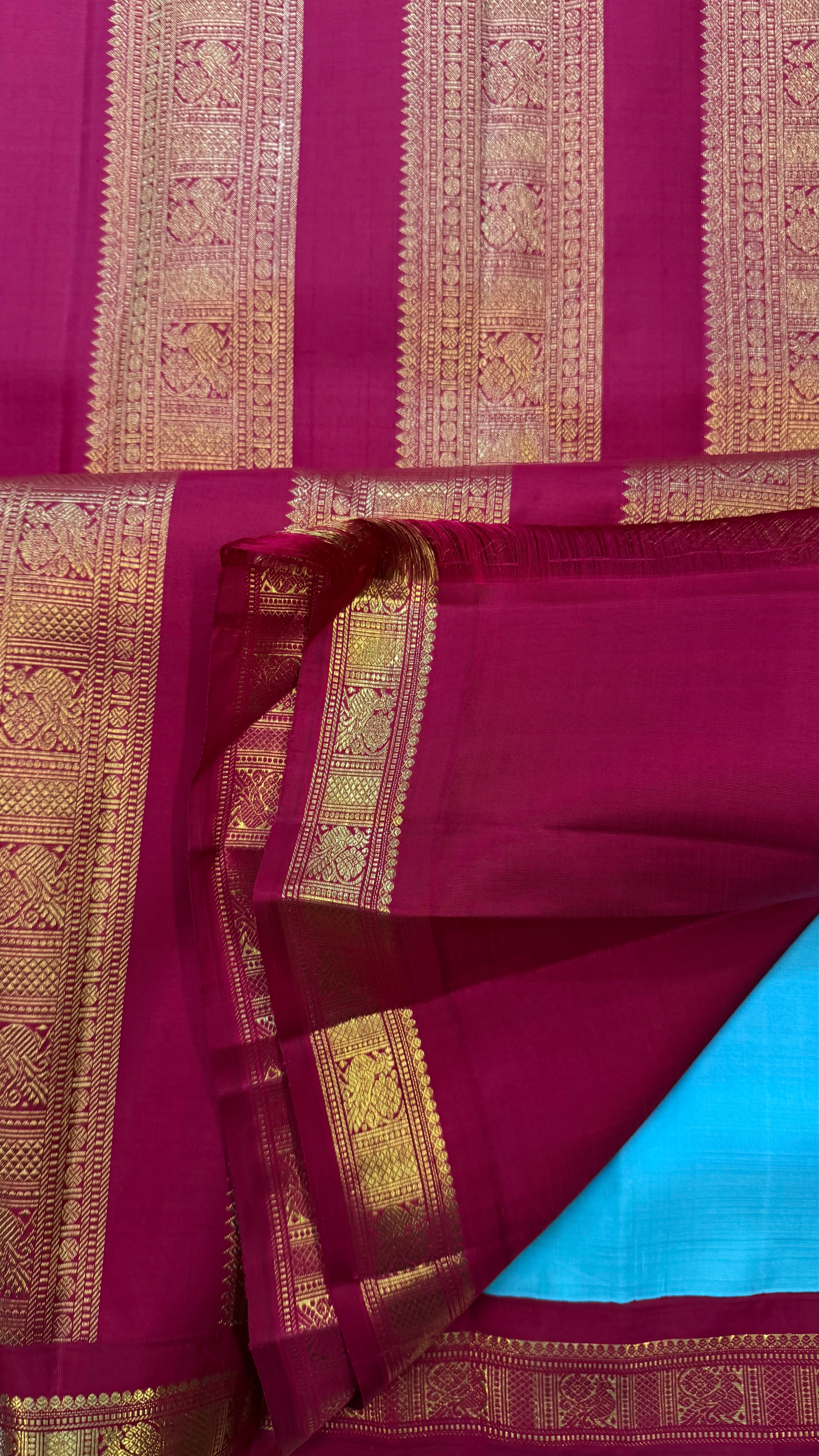 Sky blue vintage small border Korvai / Kanjipuram silk CLSA9670