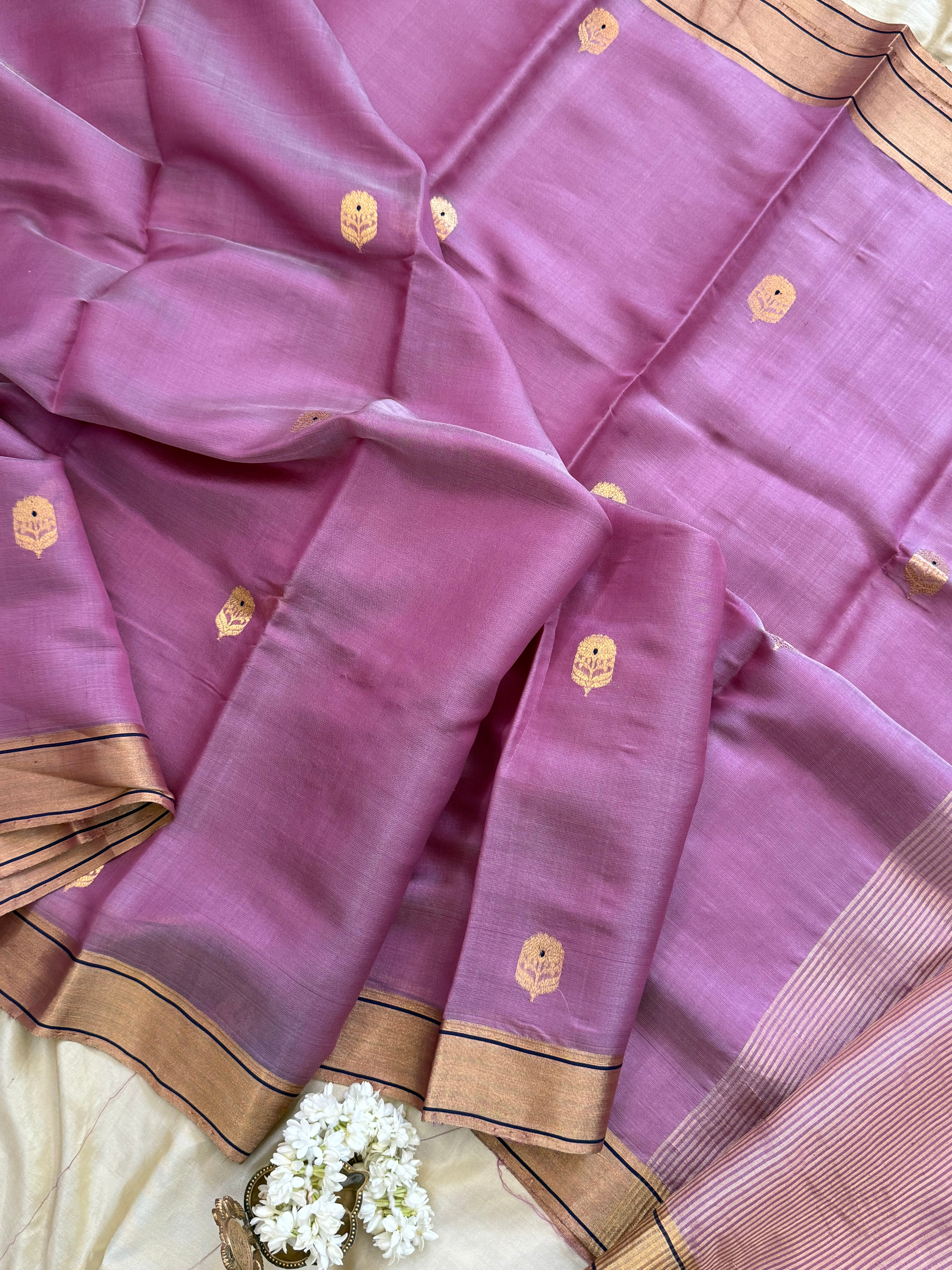 Lavender floral butta / Chanderi silk CLSA10869