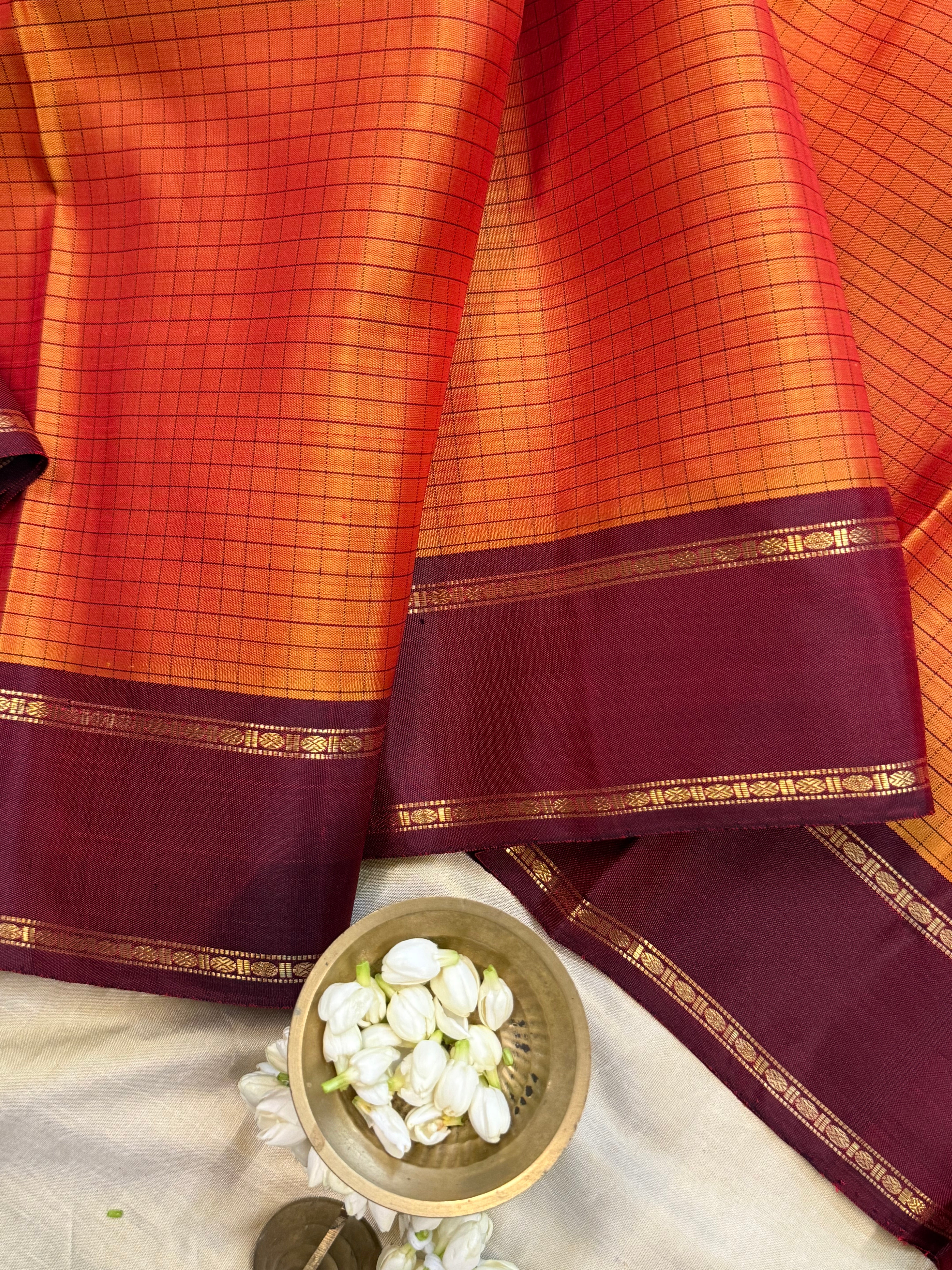 Simha and deep Araku kattam - kili pallu/ Kanjipuram silk