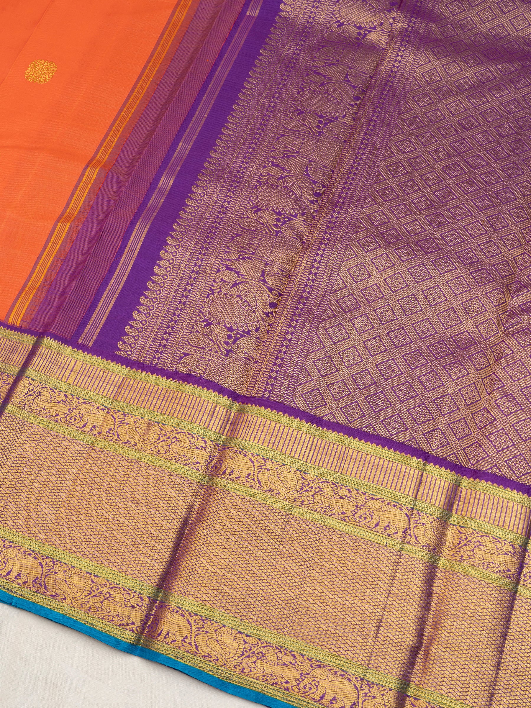 Green and purple evening and morning border / Arani Silk Saree CLSA10168