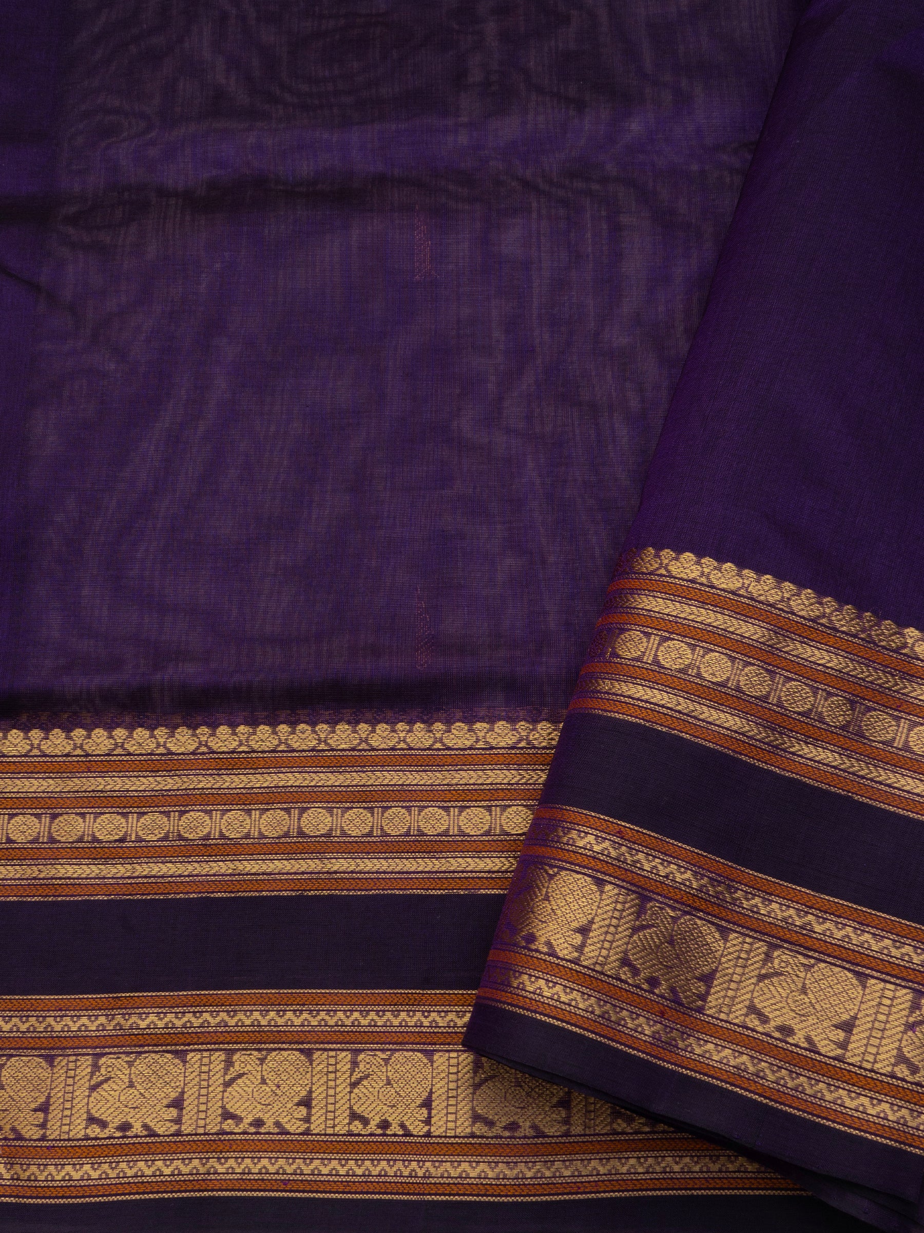 Deep purple rettapet border/ Silk Cotton Saree CLSA10187