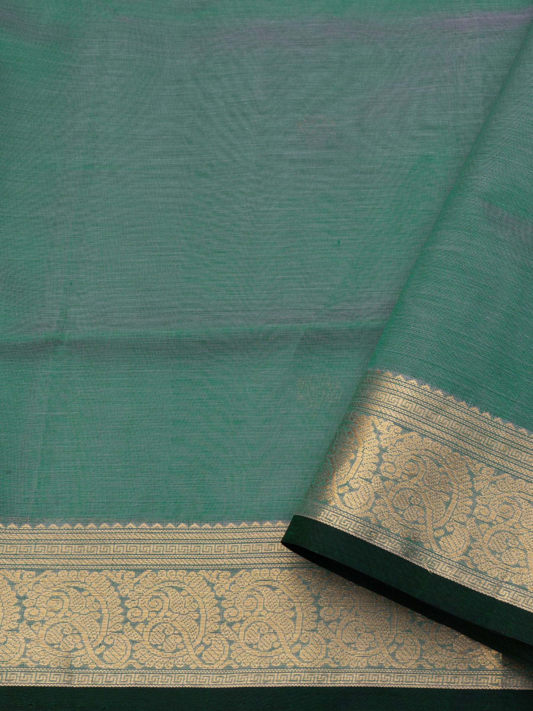 Muted teal green tamarai butta / Silk Cotton Saree CLSA10194