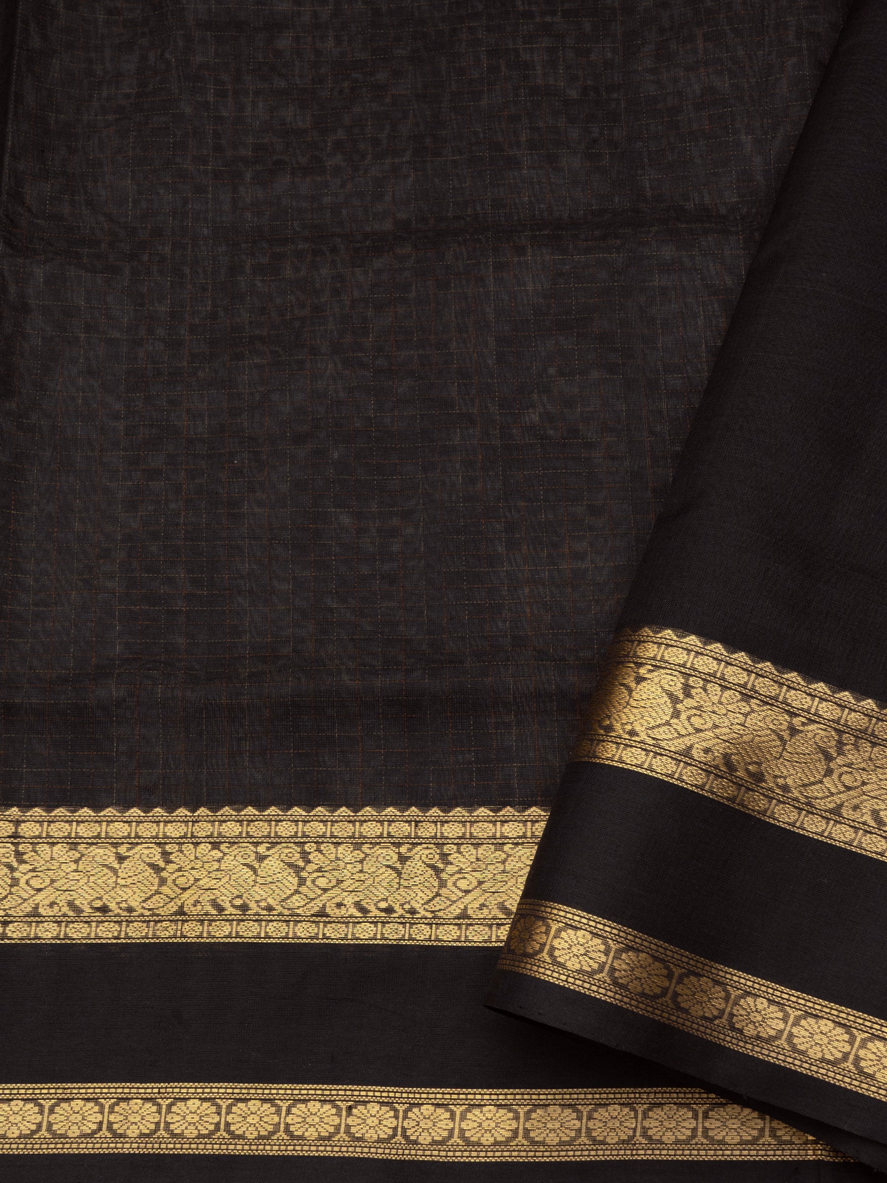 Black kattam rettapet border/ Silk Cotton Saree CLSA10218