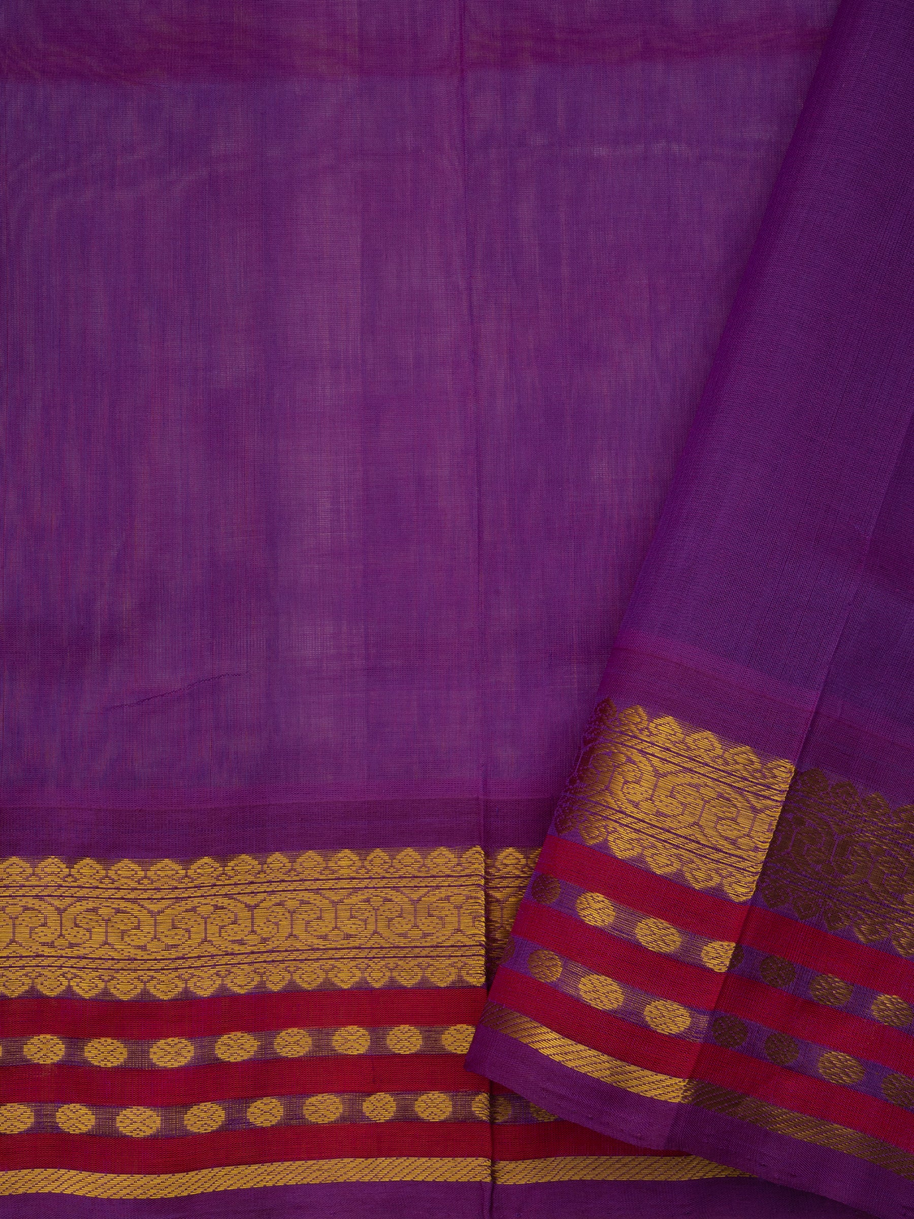 Offwhite and purple varisapet border/Silk Cotton Saree CLSA10422