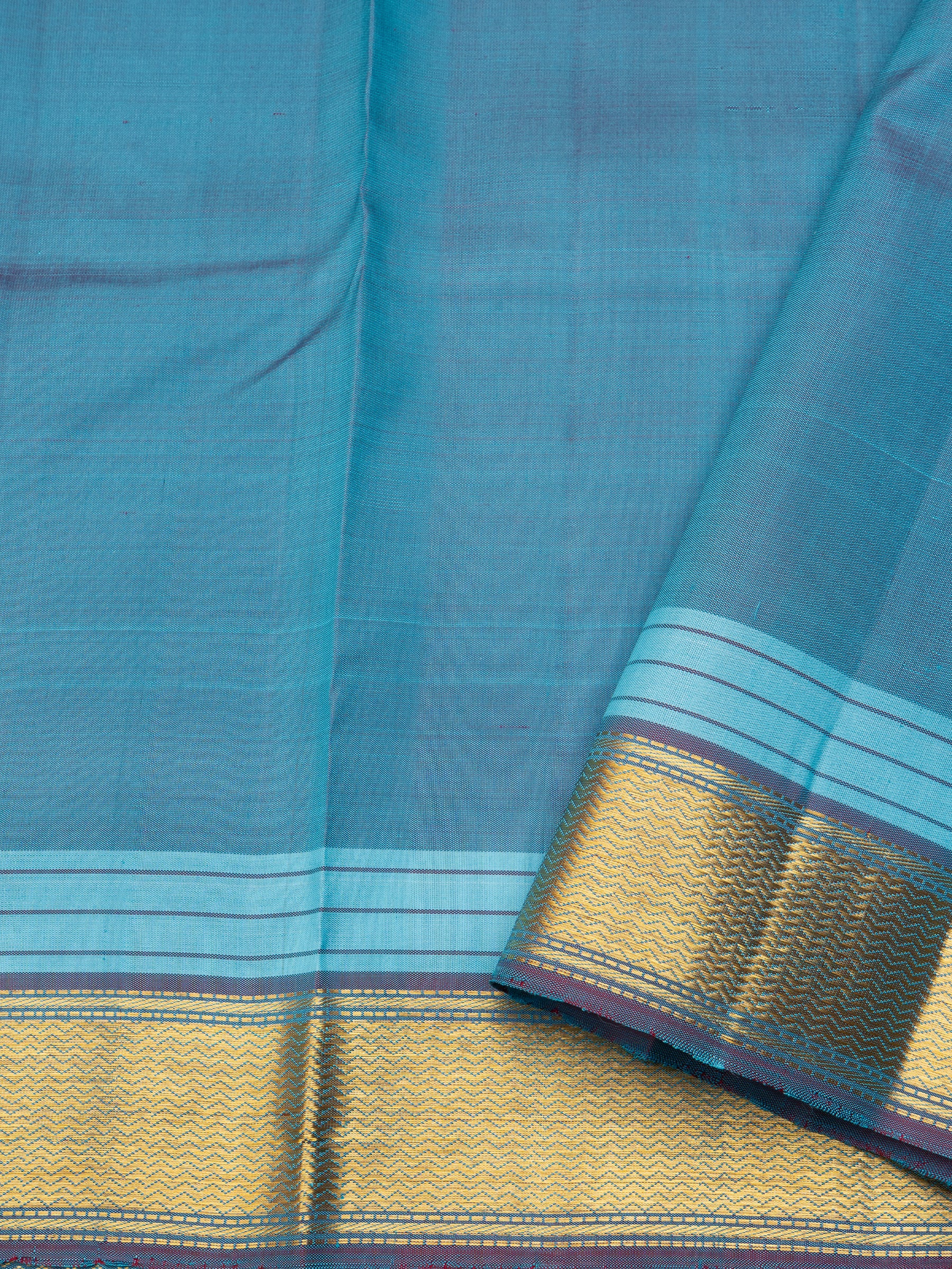 Teal blue benaras border / Arani Silk Saree CLSA10833