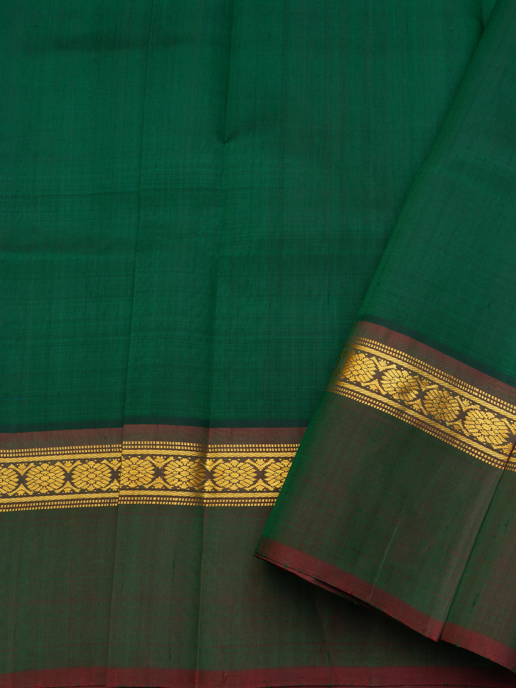 Emerald green kaal erangina border/ Arani Silk Saree CLSA10836