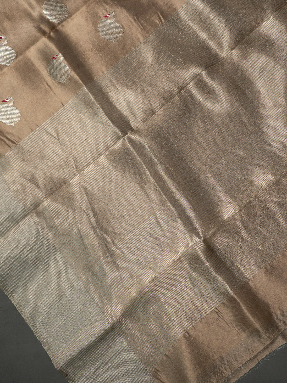Pastel beige swan meenakari butta/ Chanderi silk Saree CLSA10875