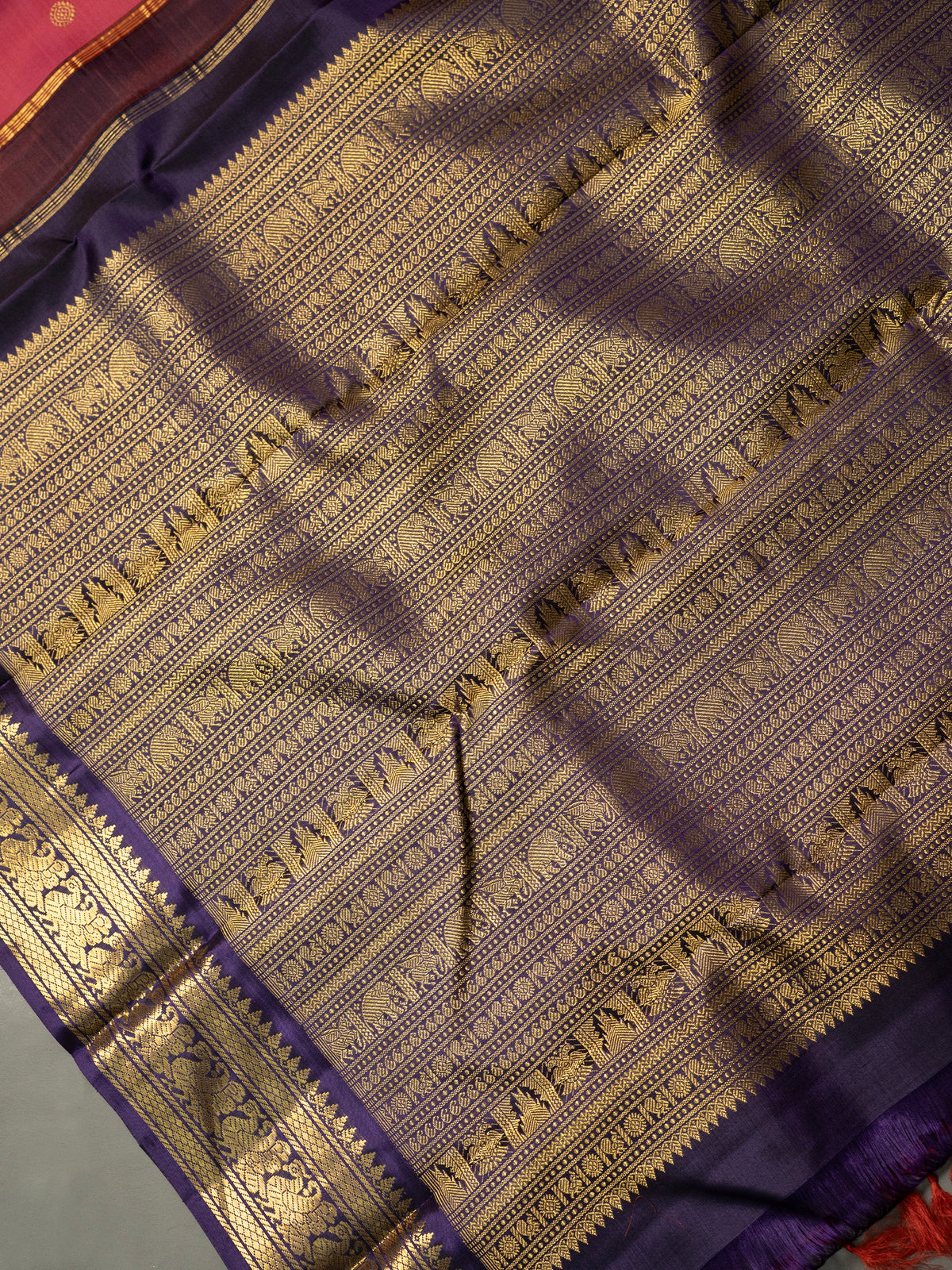 Kanagambaram Korvai :Kanjipuram Silk Saree CLSA10967