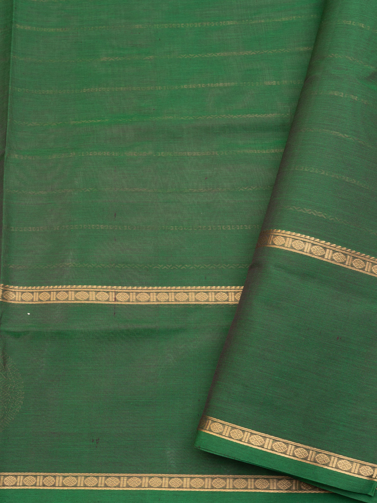 Bottle green veldhari and border butta / Silk Cotton Saree CLSA11843