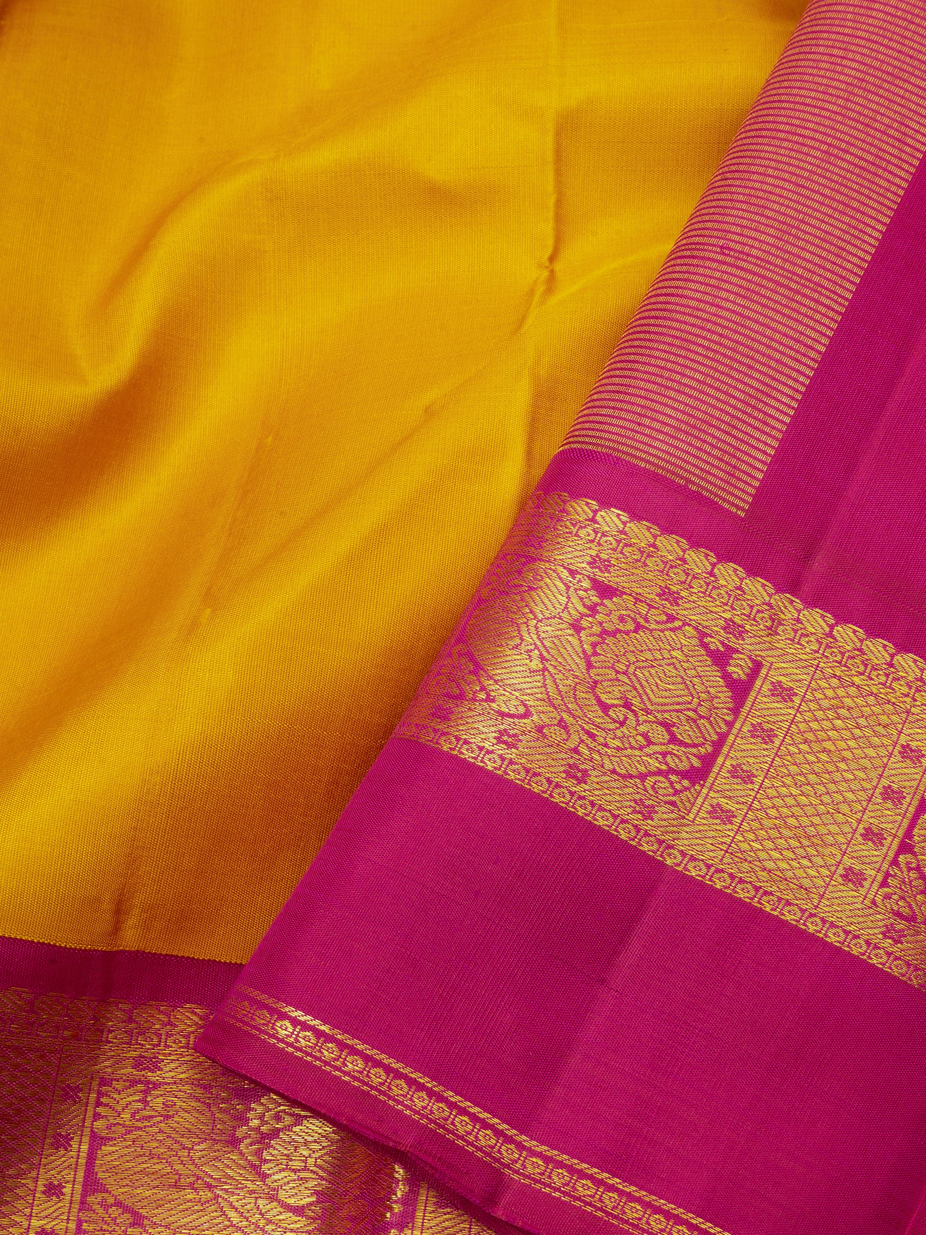 Yellow and pink /Arani Silk Saree