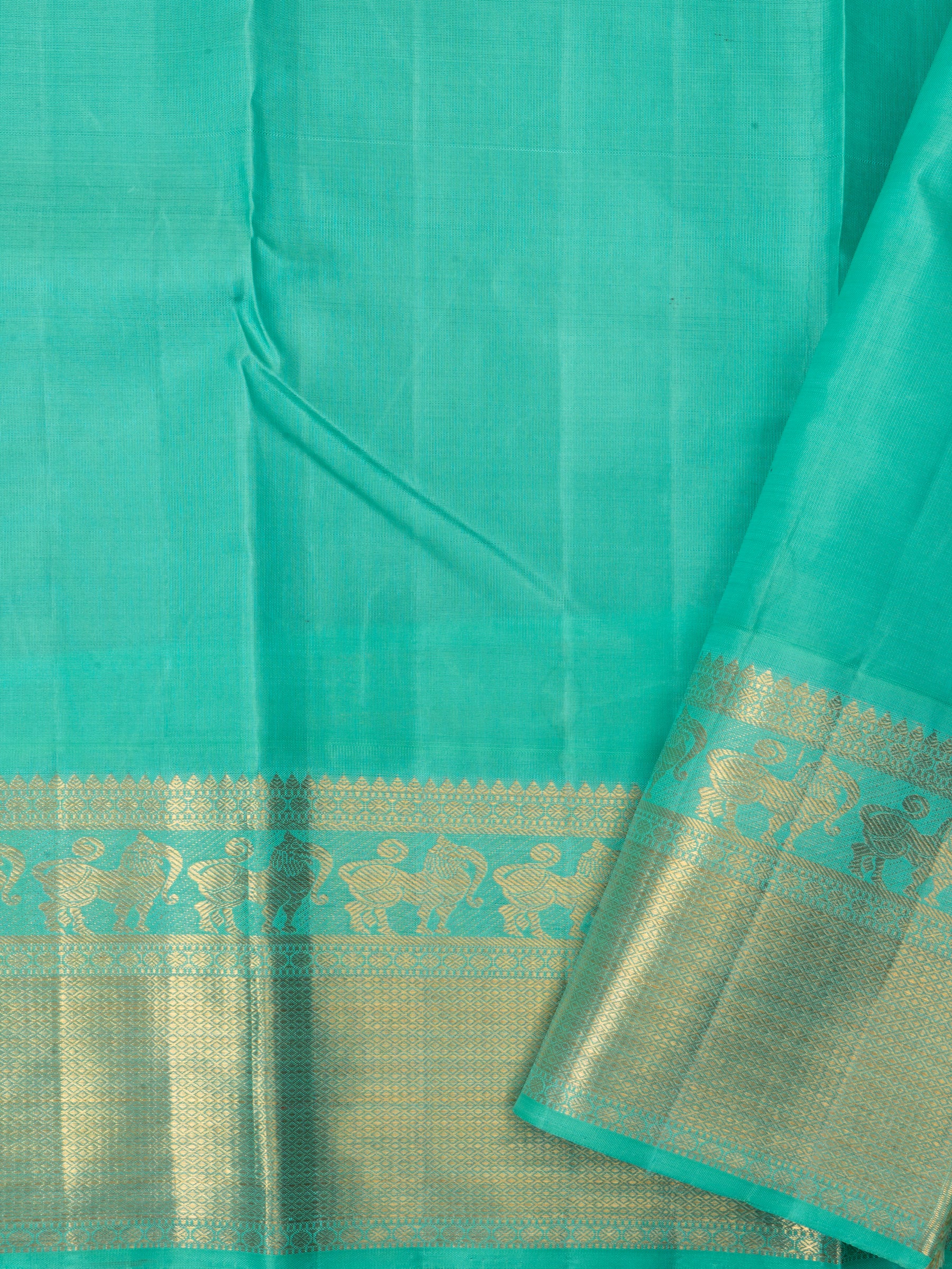 Grey and turquoise blue kai korvai/ Kanjipuram silk Saree CLSA303