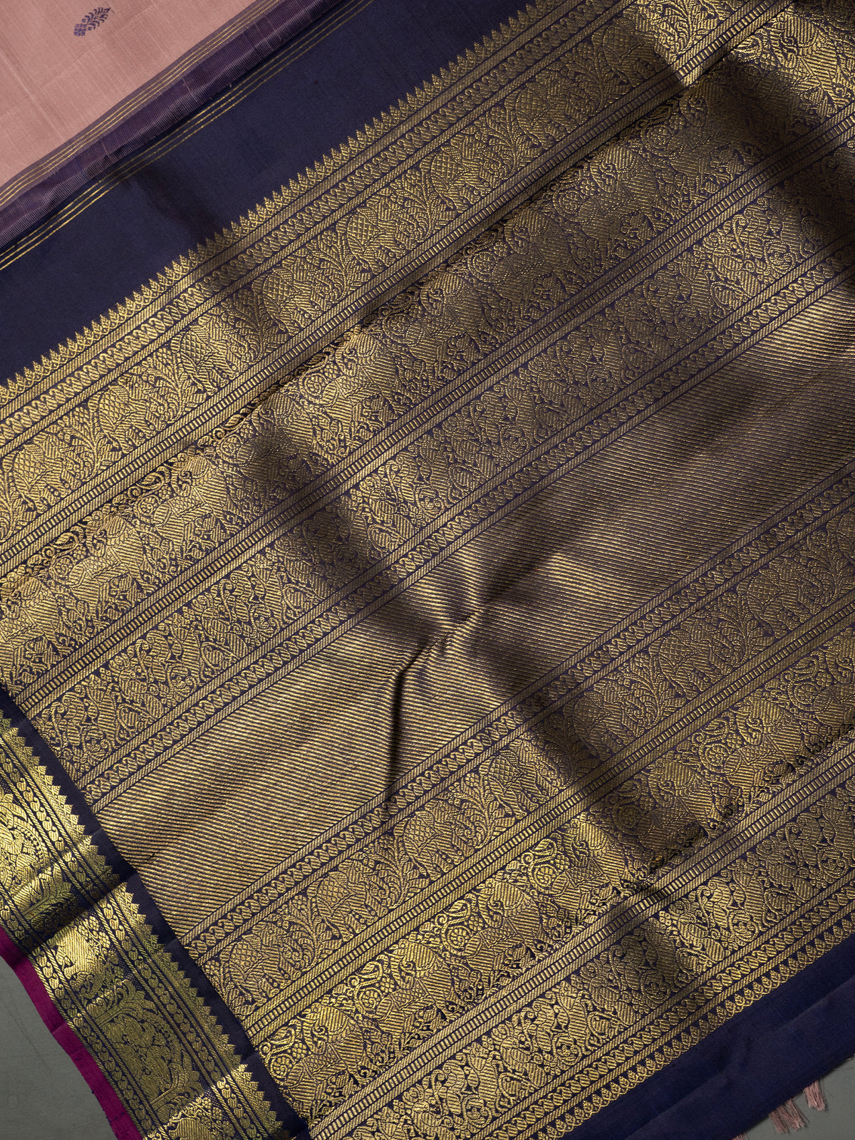 Geva shade thread butta and deep purple kai korvai/ Kanjipuram Silk Saree CLSA3686