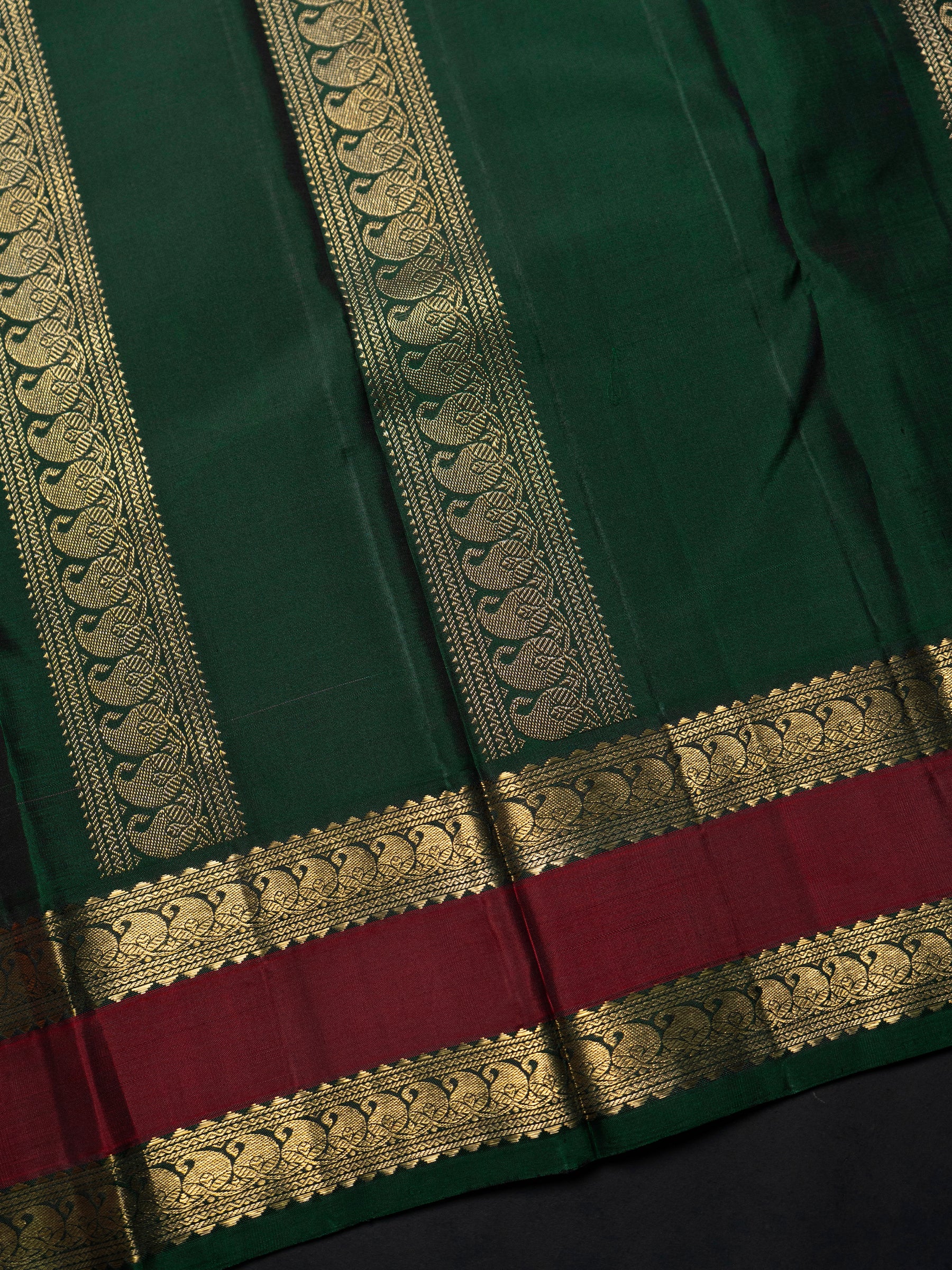 Pink and green rettapet border/ Kanjipuram Silk Saree CLSA