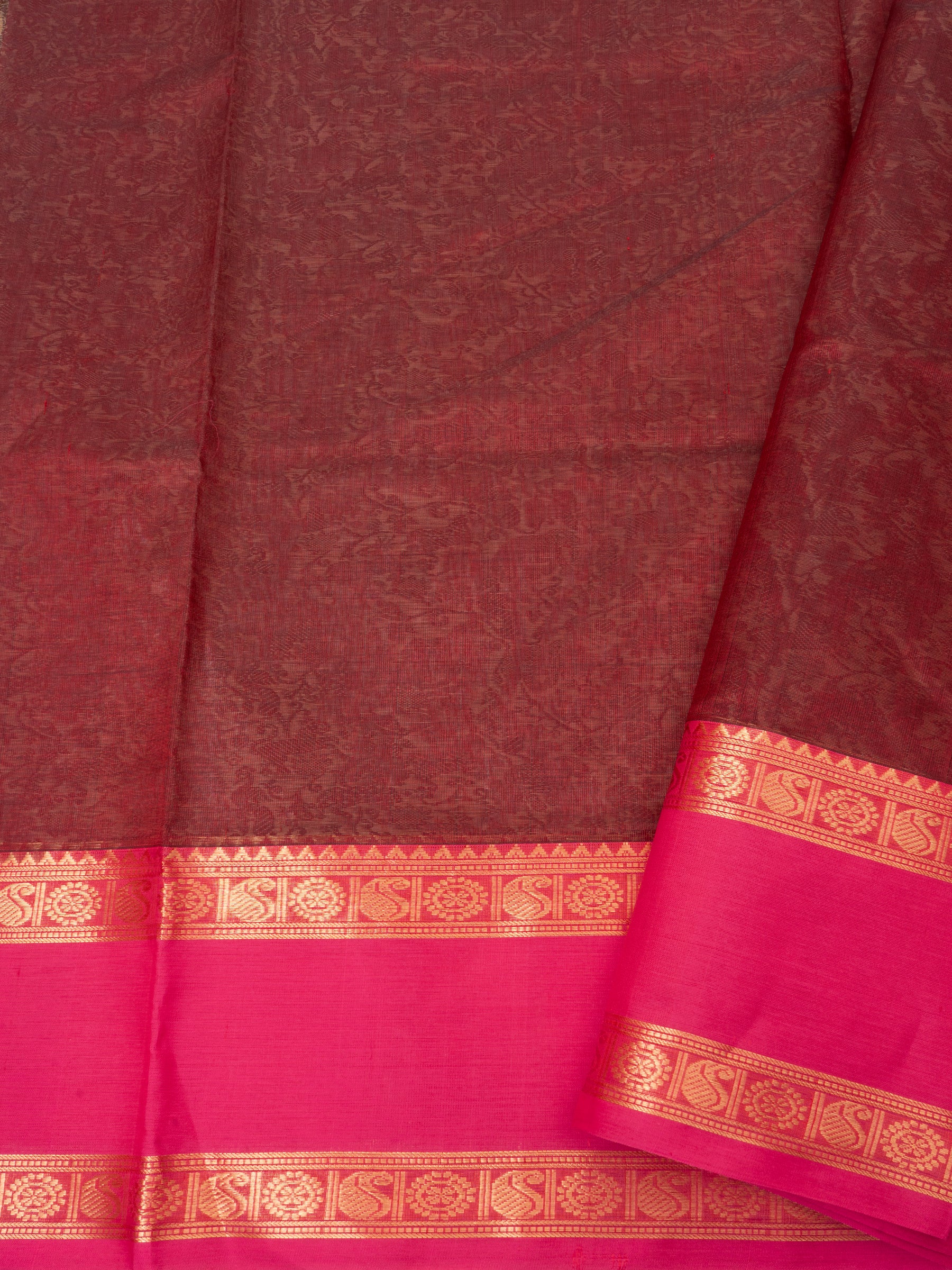 Araku vanasingaram and pink rettapet border/ Silk Cotton Saree CLSA4714