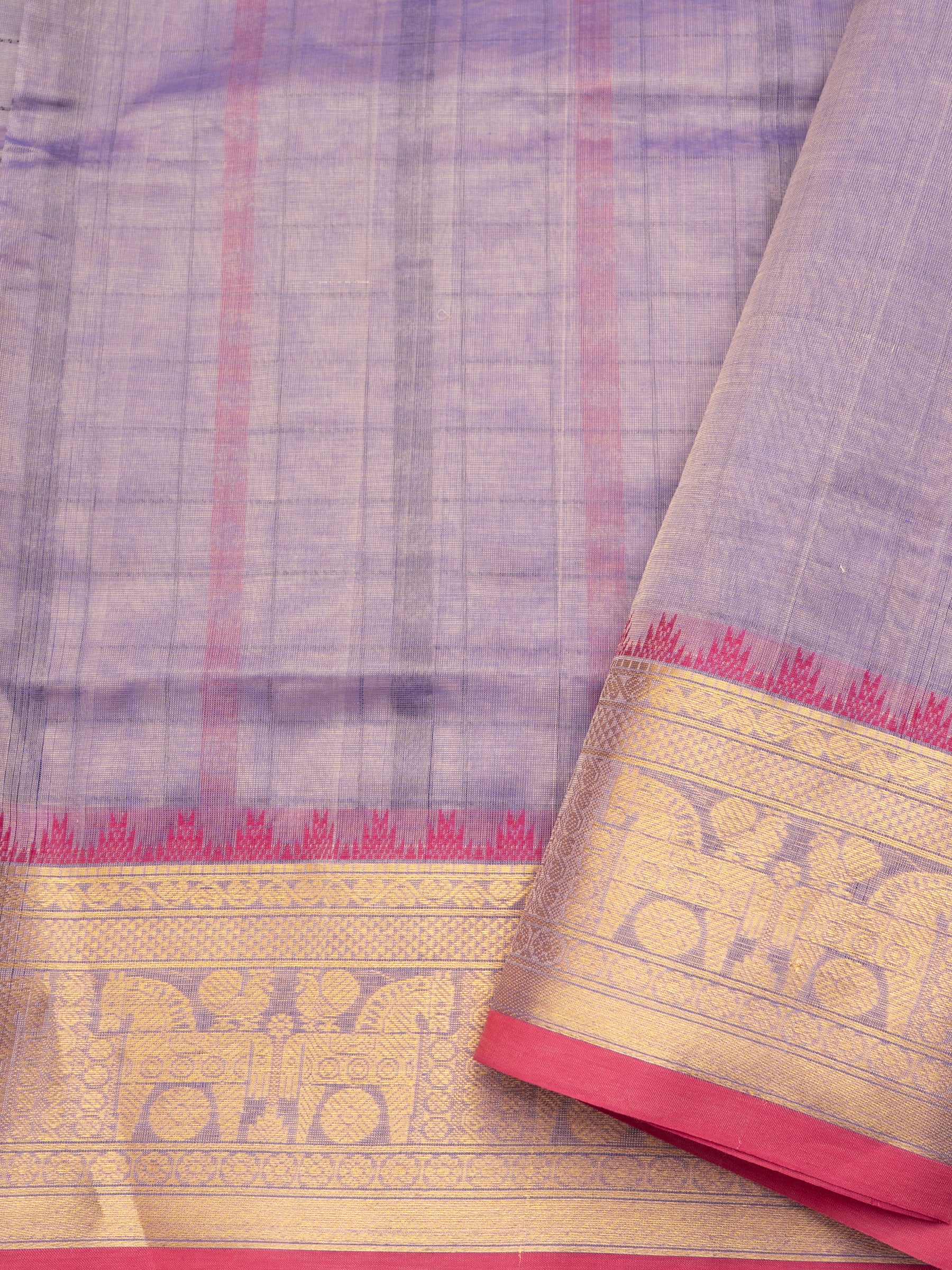 Lavender shot pink kattam butta / Silk Cotton Saree CLSA5228