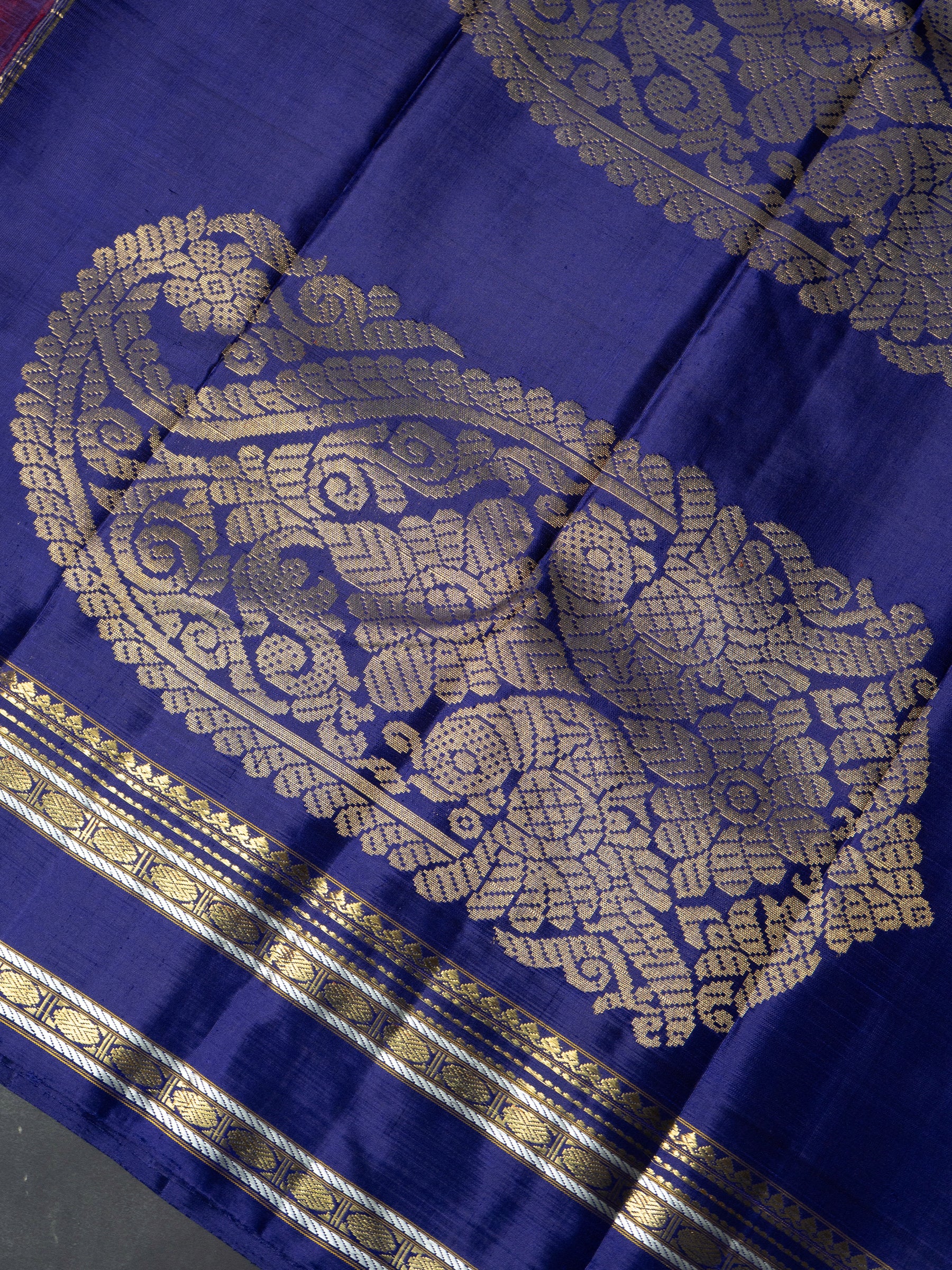 Red temple border Korvai / Kanjipuram Silk Saree CLSA
