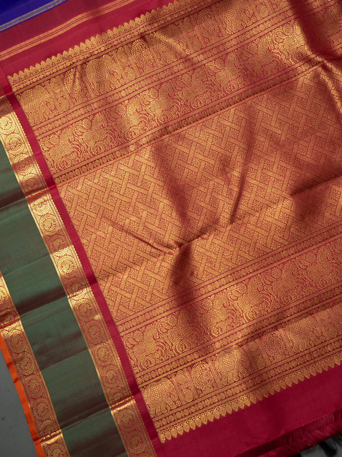 Vintage Purple blue Annam retta pet Pure Kanjipuram Silk Saree CLSA