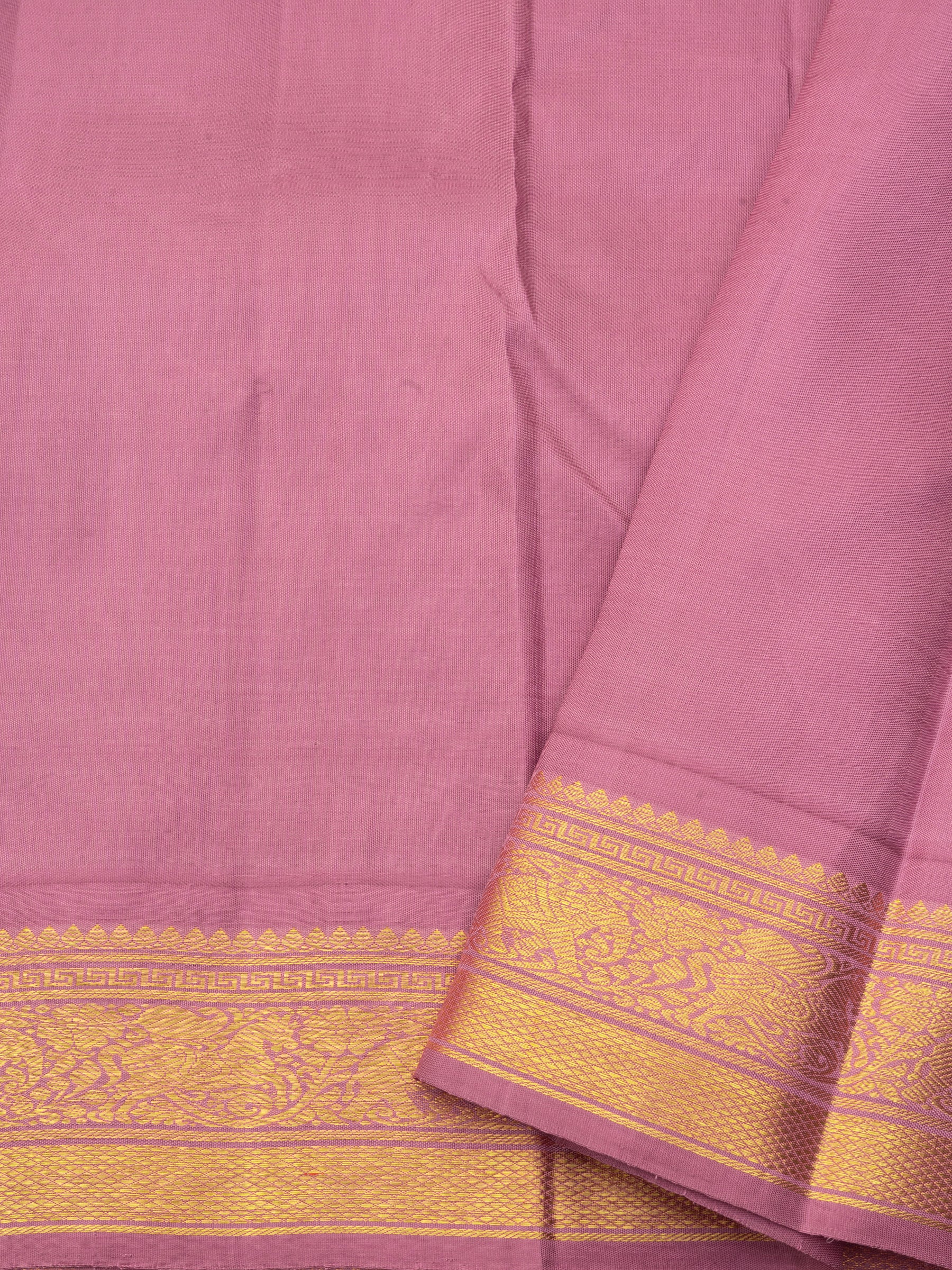 Parrot green and pastel pink bettu butta kai korvai / Kanjipuram silk Saree CLSA5492