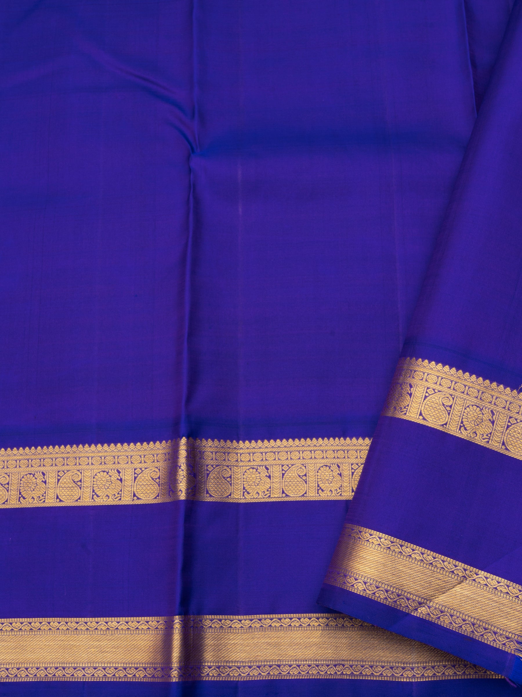 Mustard yellow and ink blue rettapet border/Arani Silk Saree CLSA6984