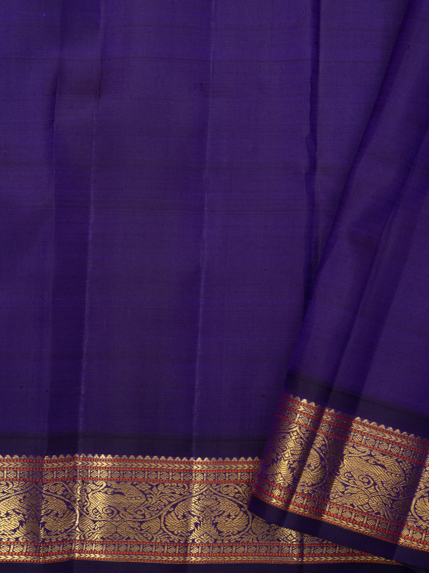 Off white purple border Korvai / Kanjipuram silk Saree CLSA7063