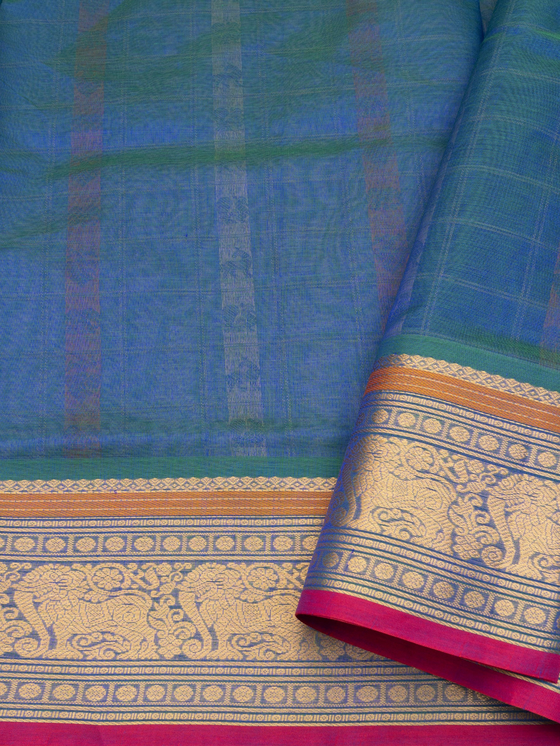 Mayilkazhuthu blue multi butta kattam / Silk Cotton CLSA7288