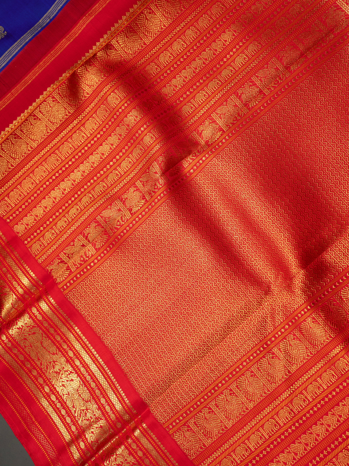 Ms blue Korvai Kanjipuram Silk Saree CLSA7329