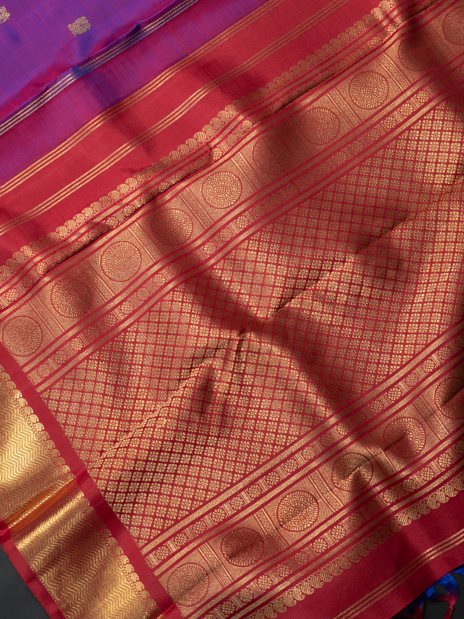 Krishnamegam and red yazhi butta / Kanjipuram Saree CLSA754