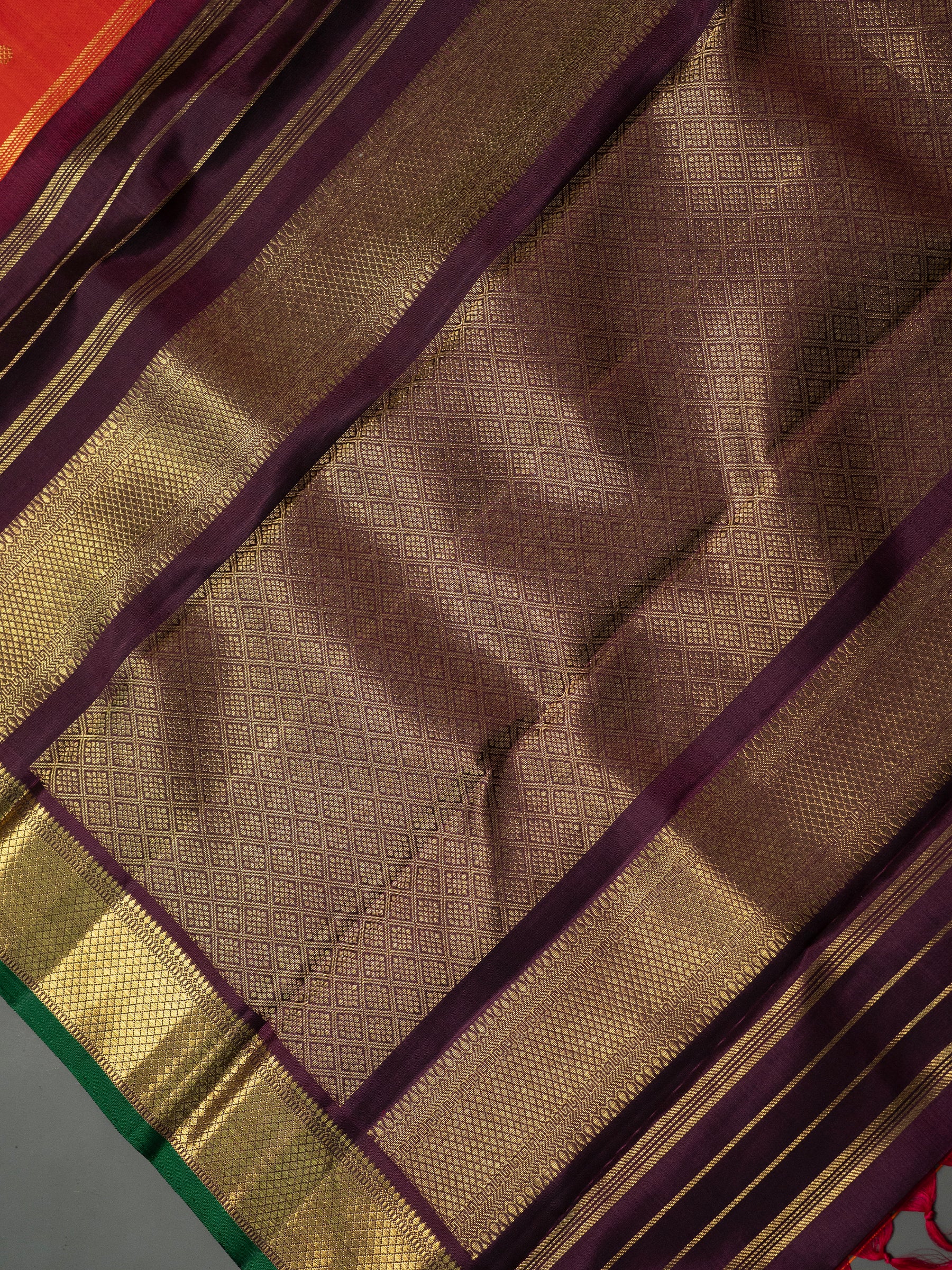 Rust Kai korvai / Kanjipuram Silk Saree CLSA7742