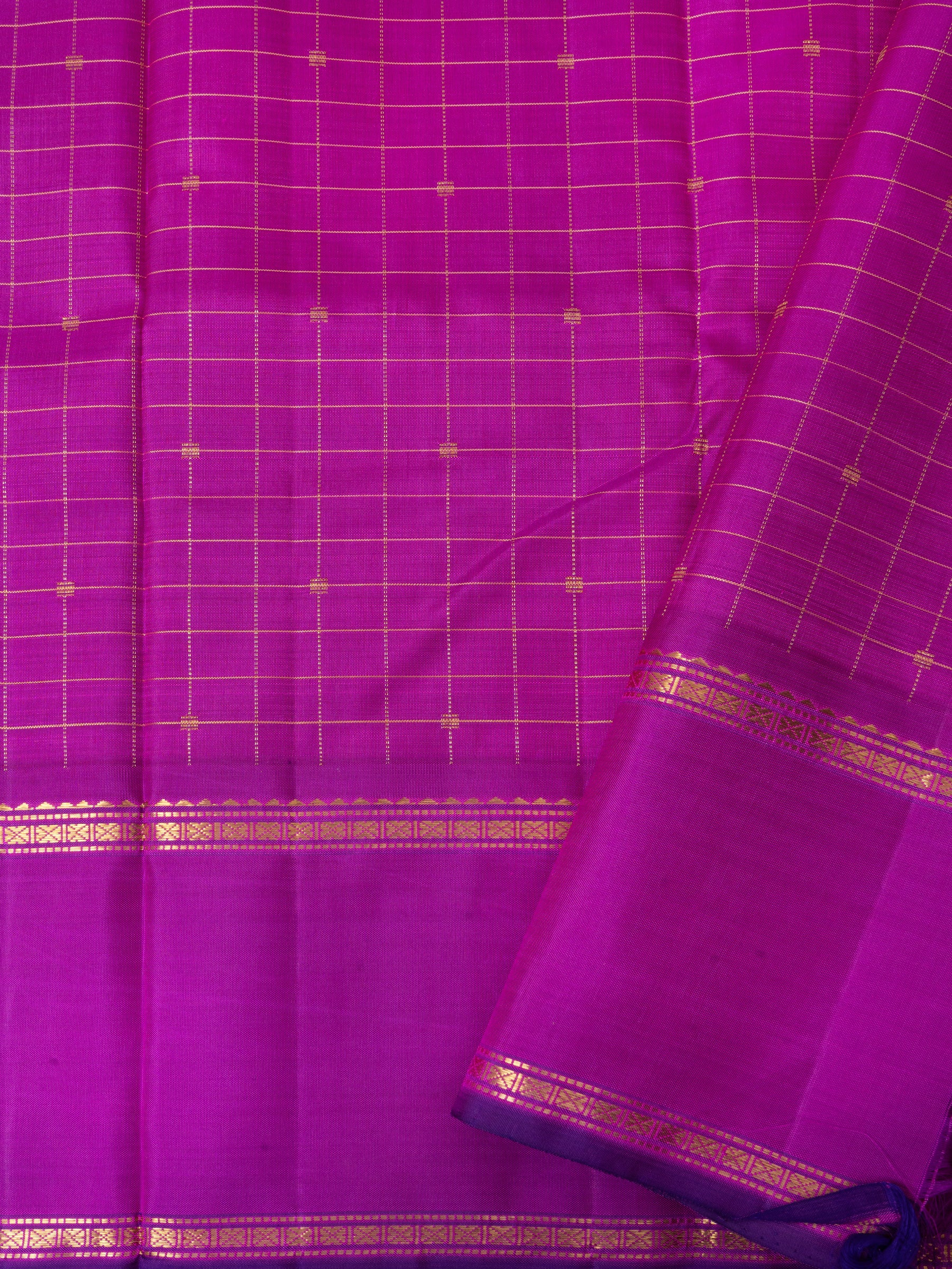 Orangish pink zari lines / Arani silk CLSA929