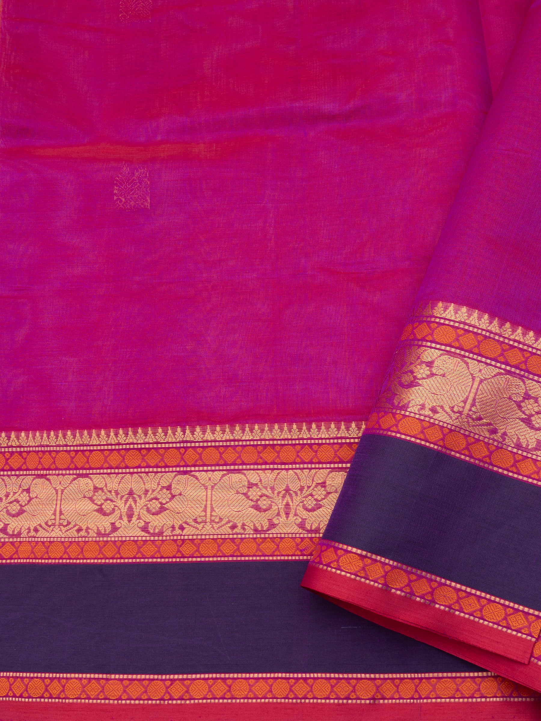 Magenta pink unique pallu / Silk Cotton CLSA9554